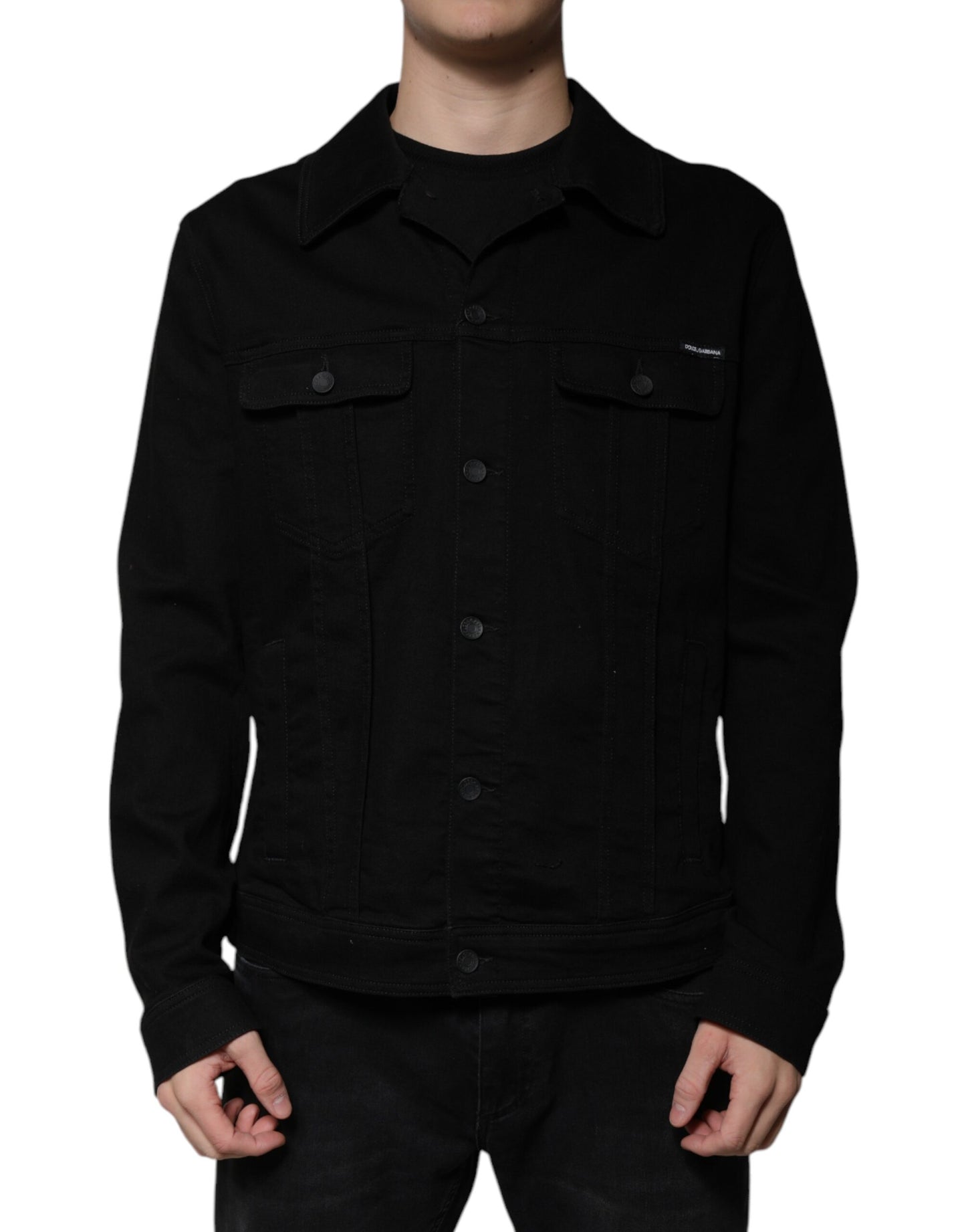 Dolce & Gabbana Schwarze DG-Jeansjacke aus Baumwollstretch