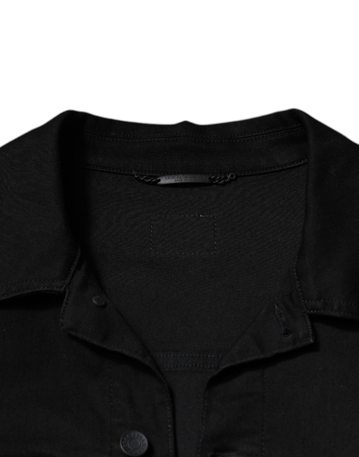 Dolce & Gabbana Schwarze DG-Jeansjacke aus Baumwollstretch