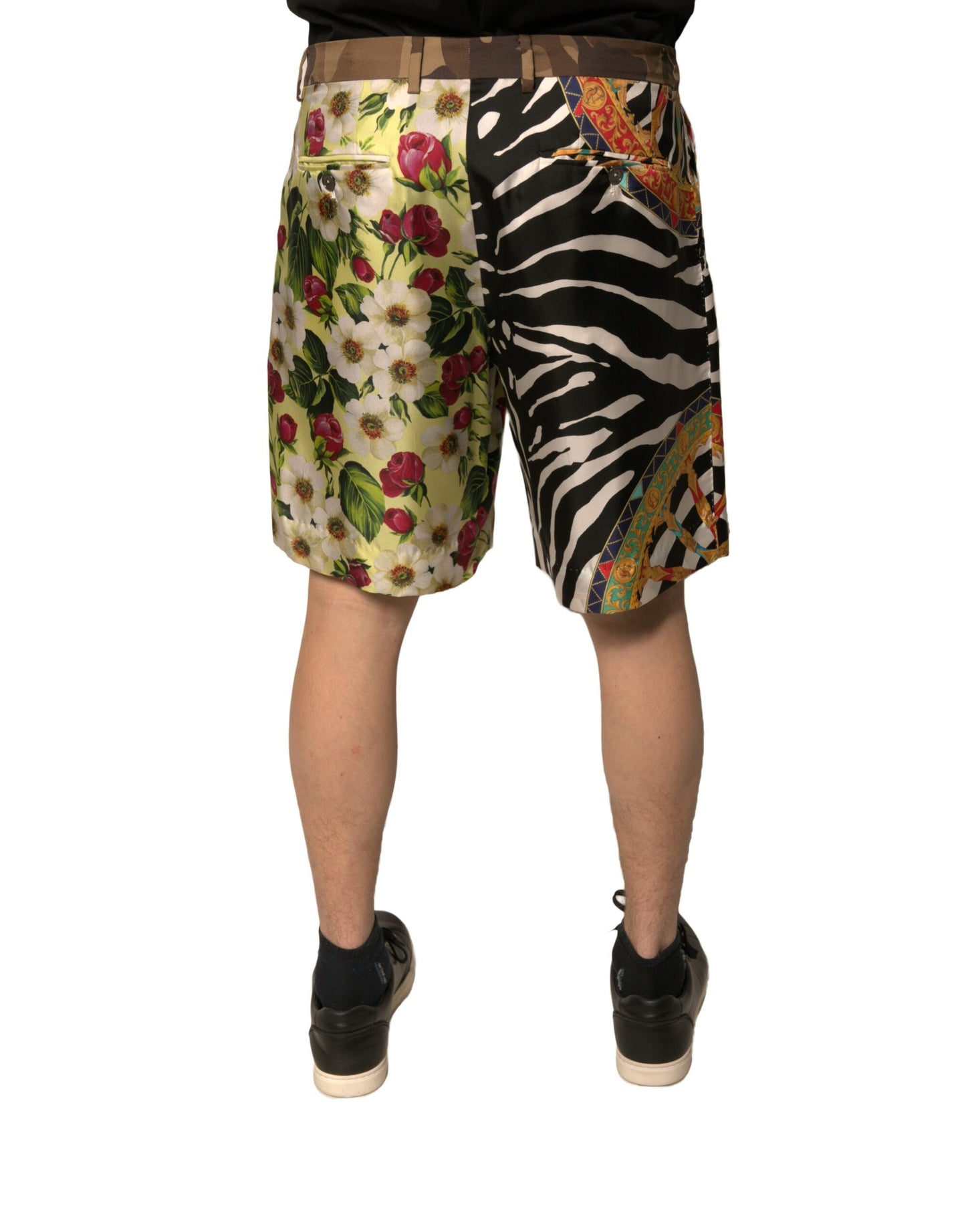 Dolce & Gabbana Mehrfarbige Chino-Shorts aus Seide im Patchwork-Stil für Herren