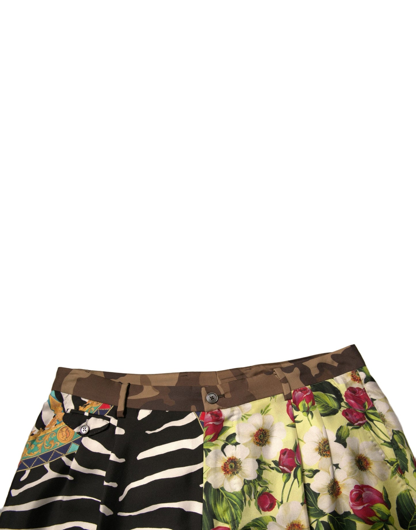 Dolce & Gabbana Mehrfarbige Chino-Shorts aus Seide im Patchwork-Stil für Herren