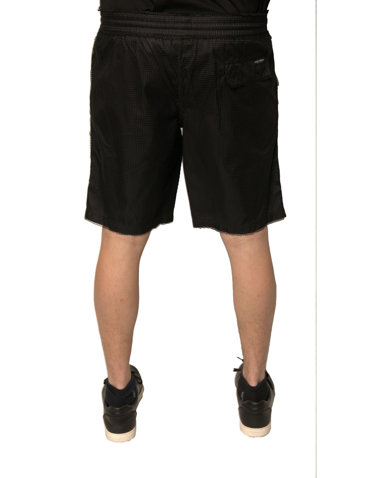Dolce & Gabbana Schwarze Shorts aus Polyesterjersey mit mittlerer Taille