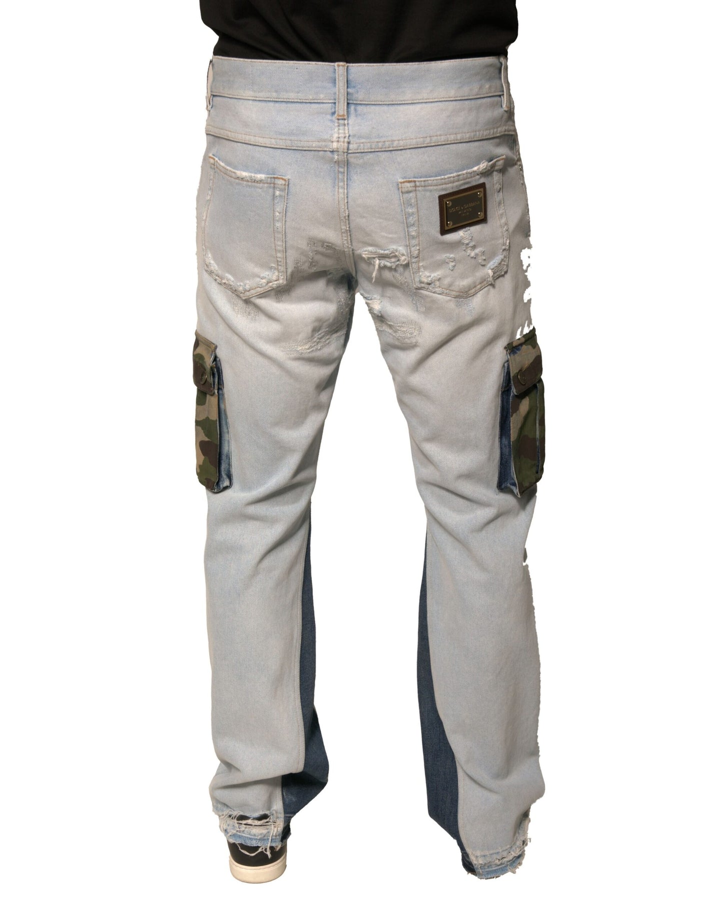 Dolce & Gabbana Hellblaue Cargo-Jeans aus Baumwolle mit geradem Schnitt