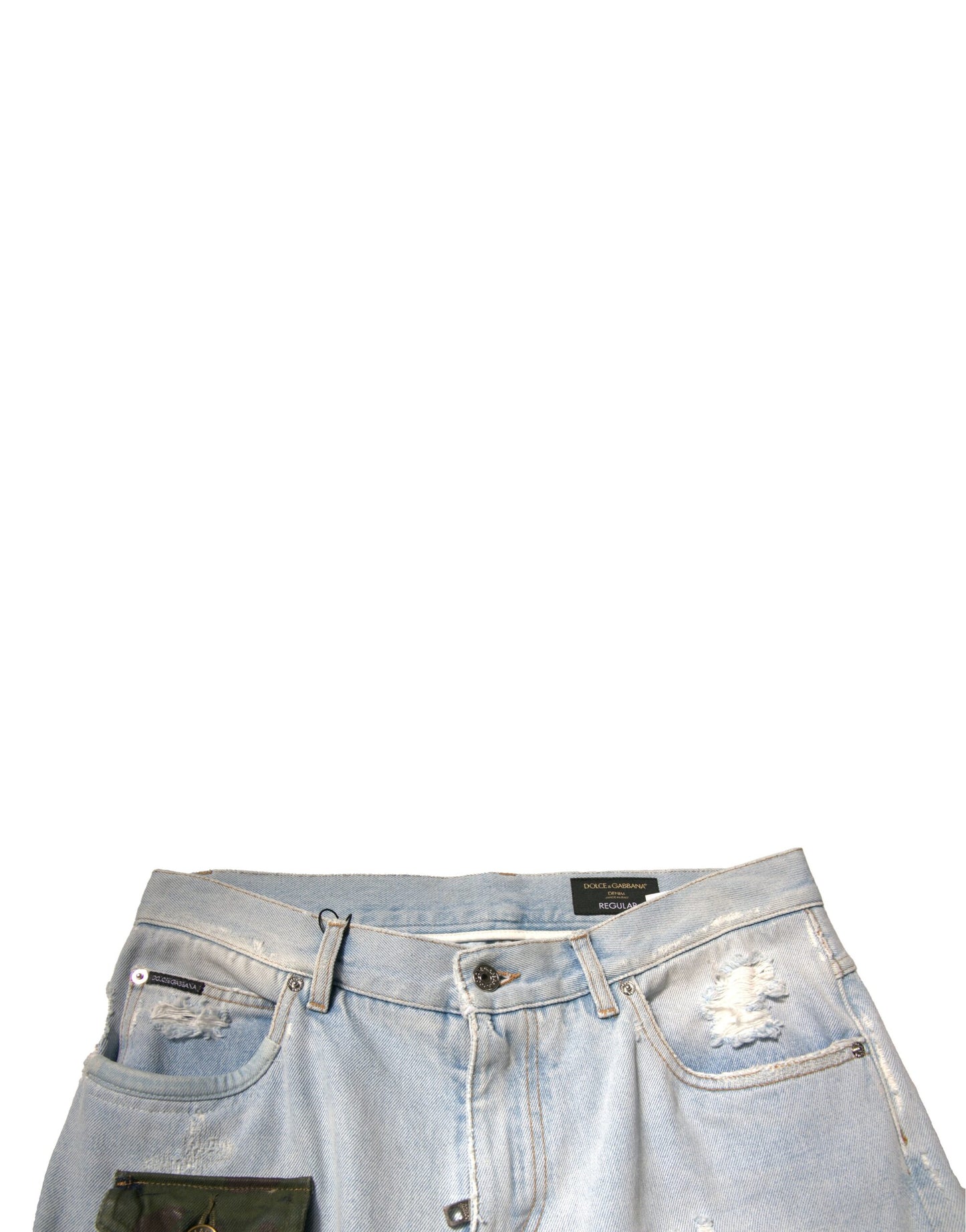 Dolce & Gabbana Hellblaue Cargo-Jeans aus Baumwolle mit geradem Schnitt