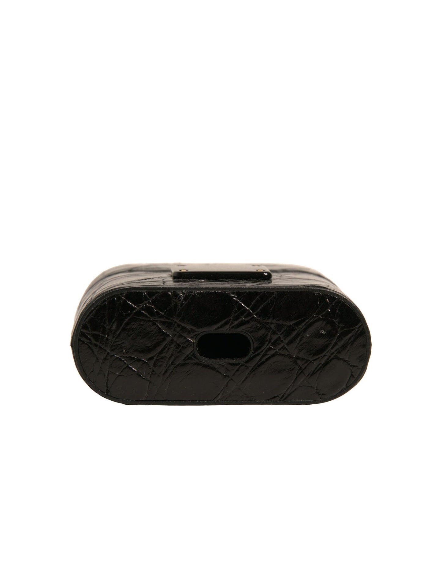 Dolce & Gabbana – Airpods-Hülle mit Logo-Plakette aus schwarzem Leder und Metall
