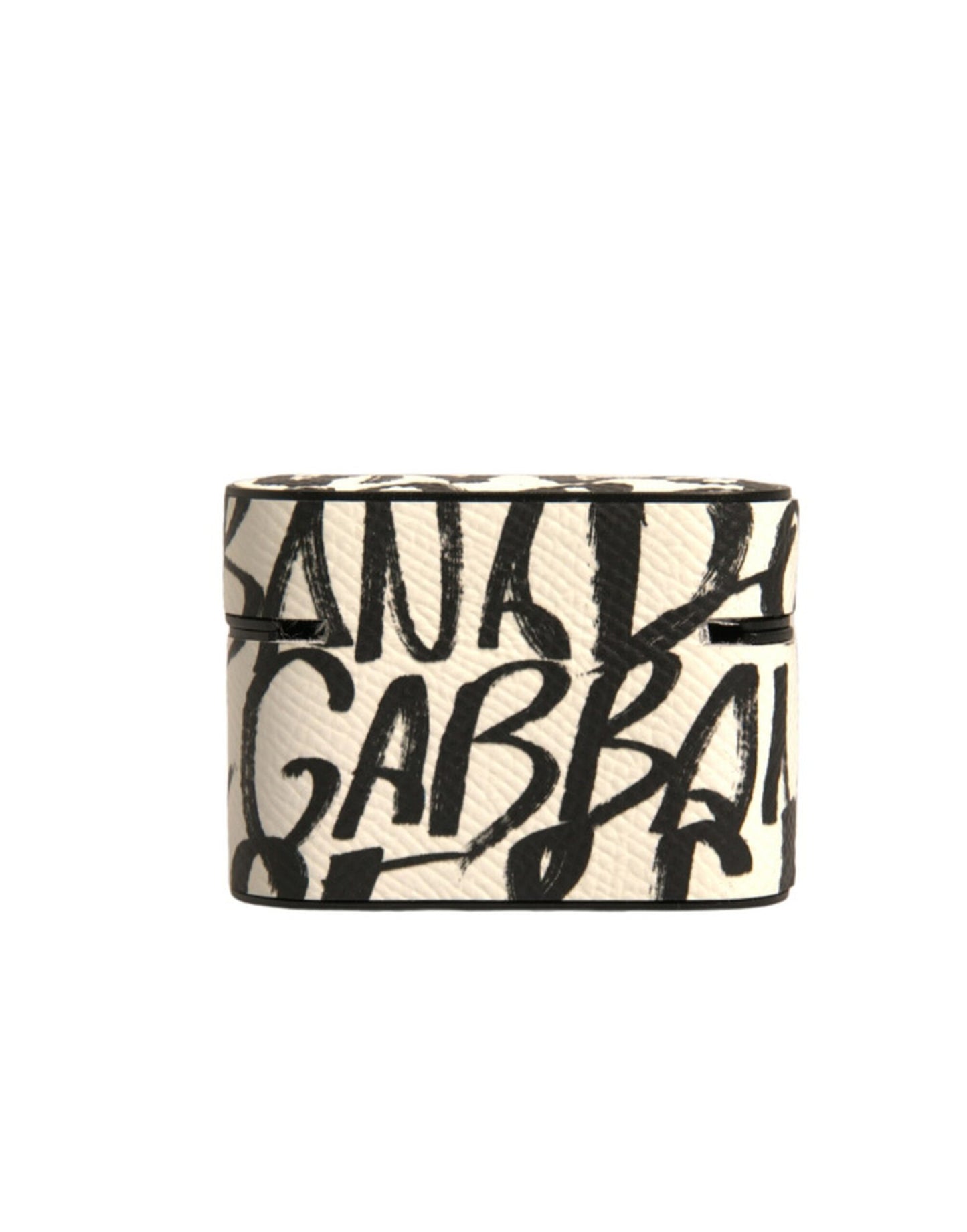 Dolce & Gabbana – Airpods-Hülle aus schwarz-weißem Leder mit geprägtem Logo