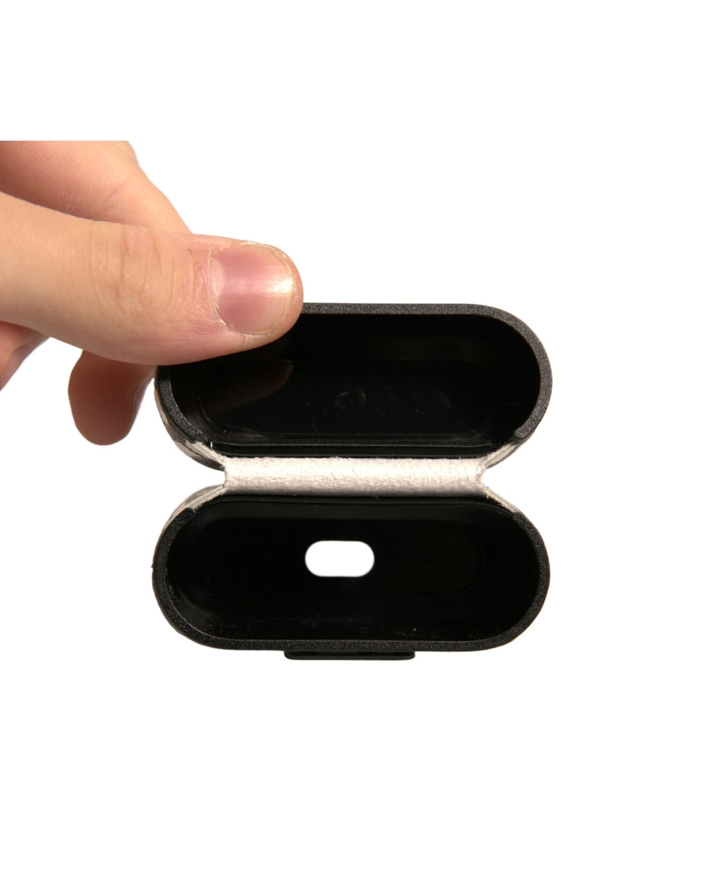 Dolce & Gabbana – Airpods-Hülle aus schwarz-weißem Leder mit geprägtem Logo