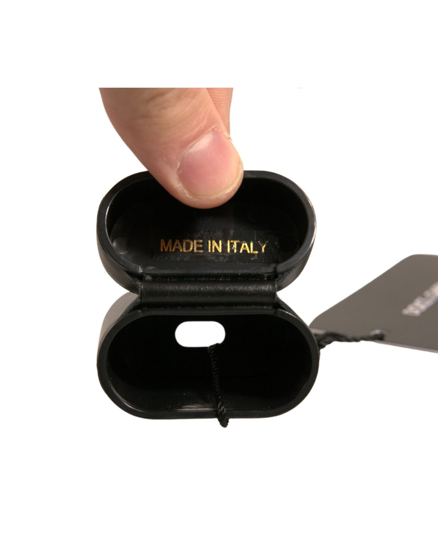 Dolce & Gabbana – Airpods-Hülle mit Klapphalter und Logo-Print in Schwarz aus PVC