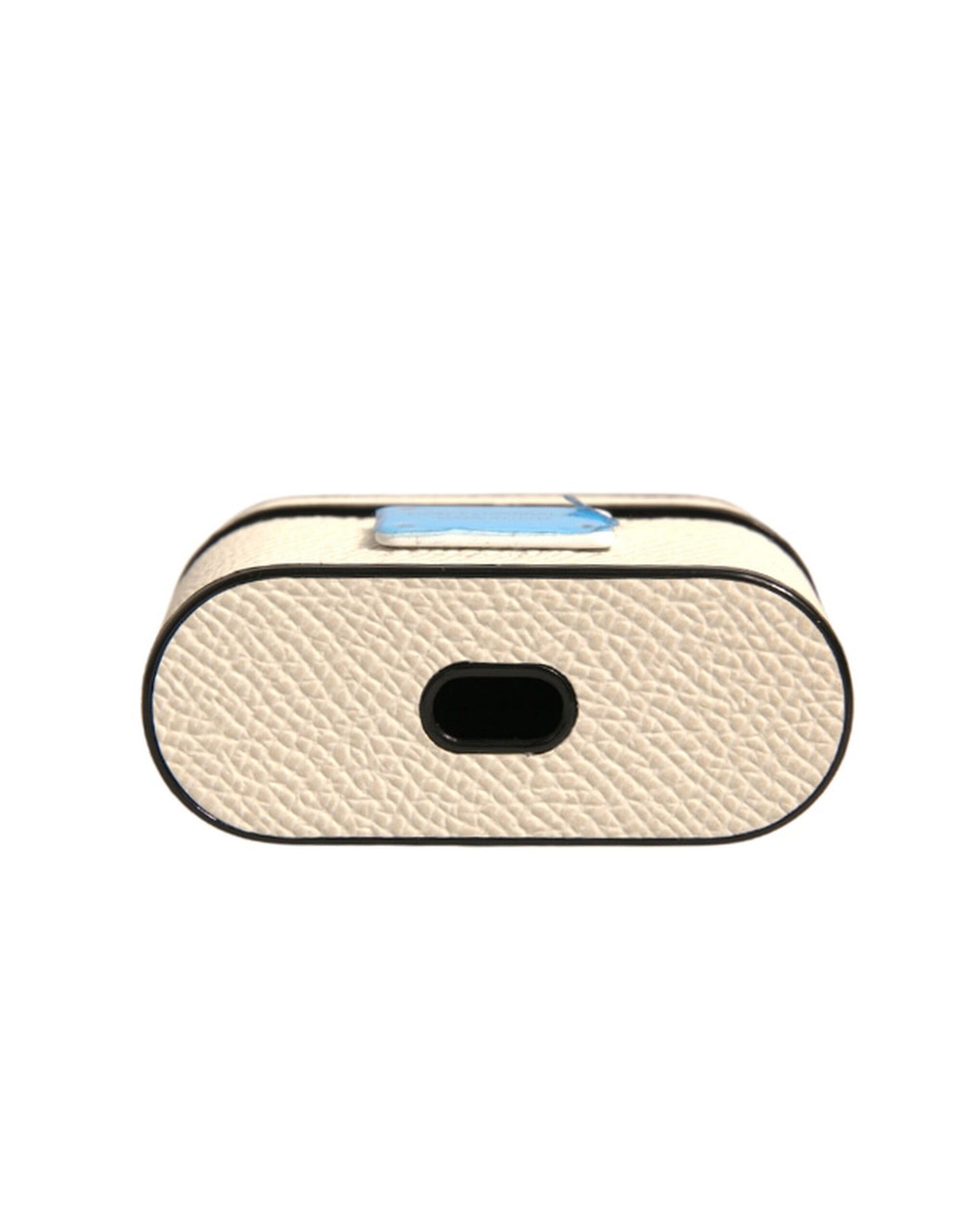 Dolce & Gabbana Airpods-Hülle mit Logo-Plakette aus weißem Leder und Metall