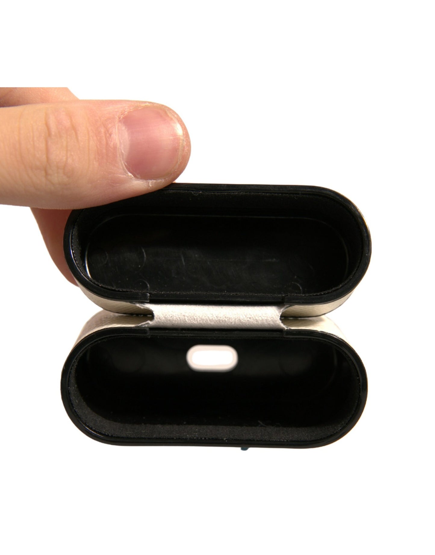 Dolce & Gabbana Airpods-Hülle mit Logo-Plakette aus weißem Leder und Metall