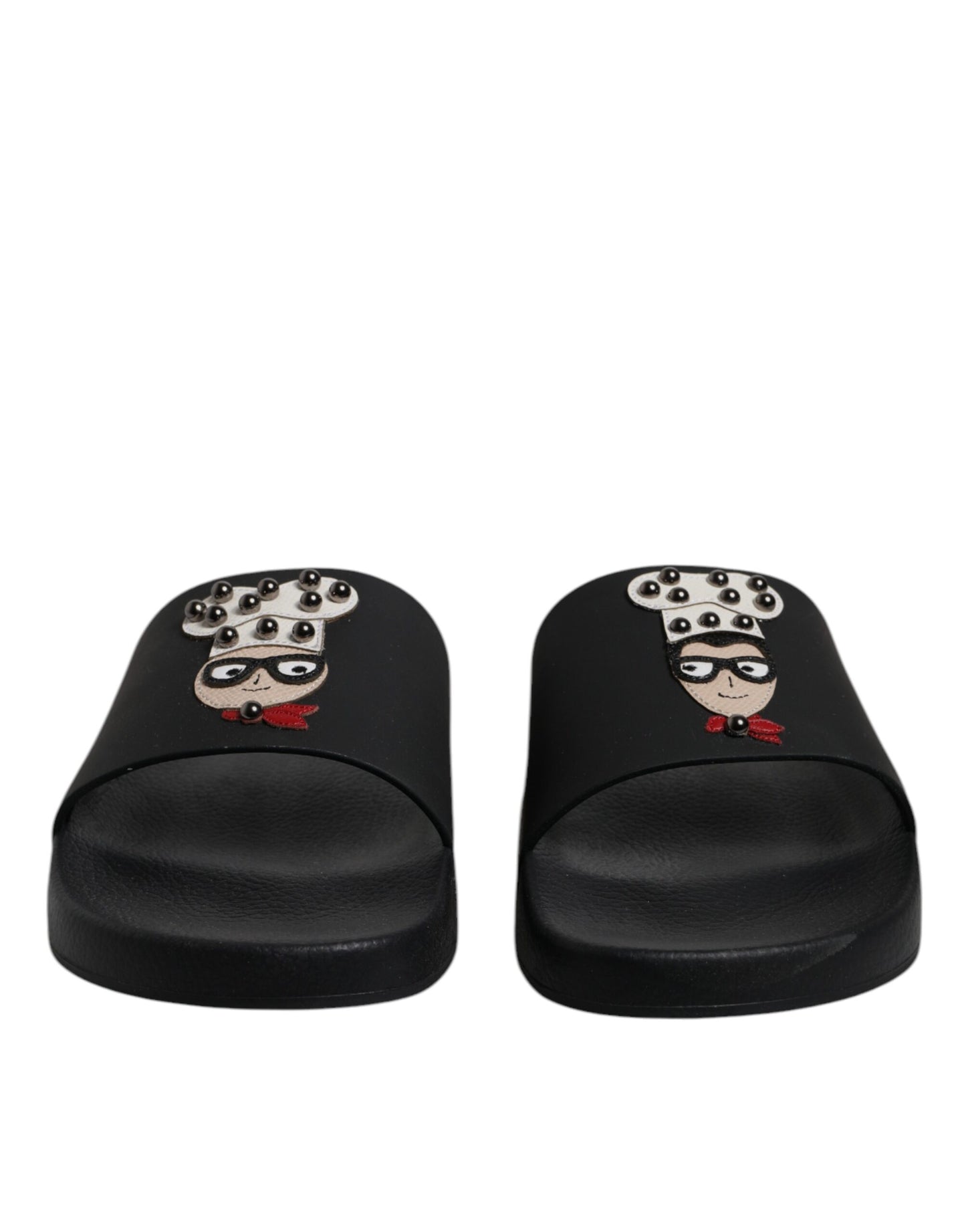 Dolce & Gabbana Schwarze Leder-Sandalen, Strandschuhe