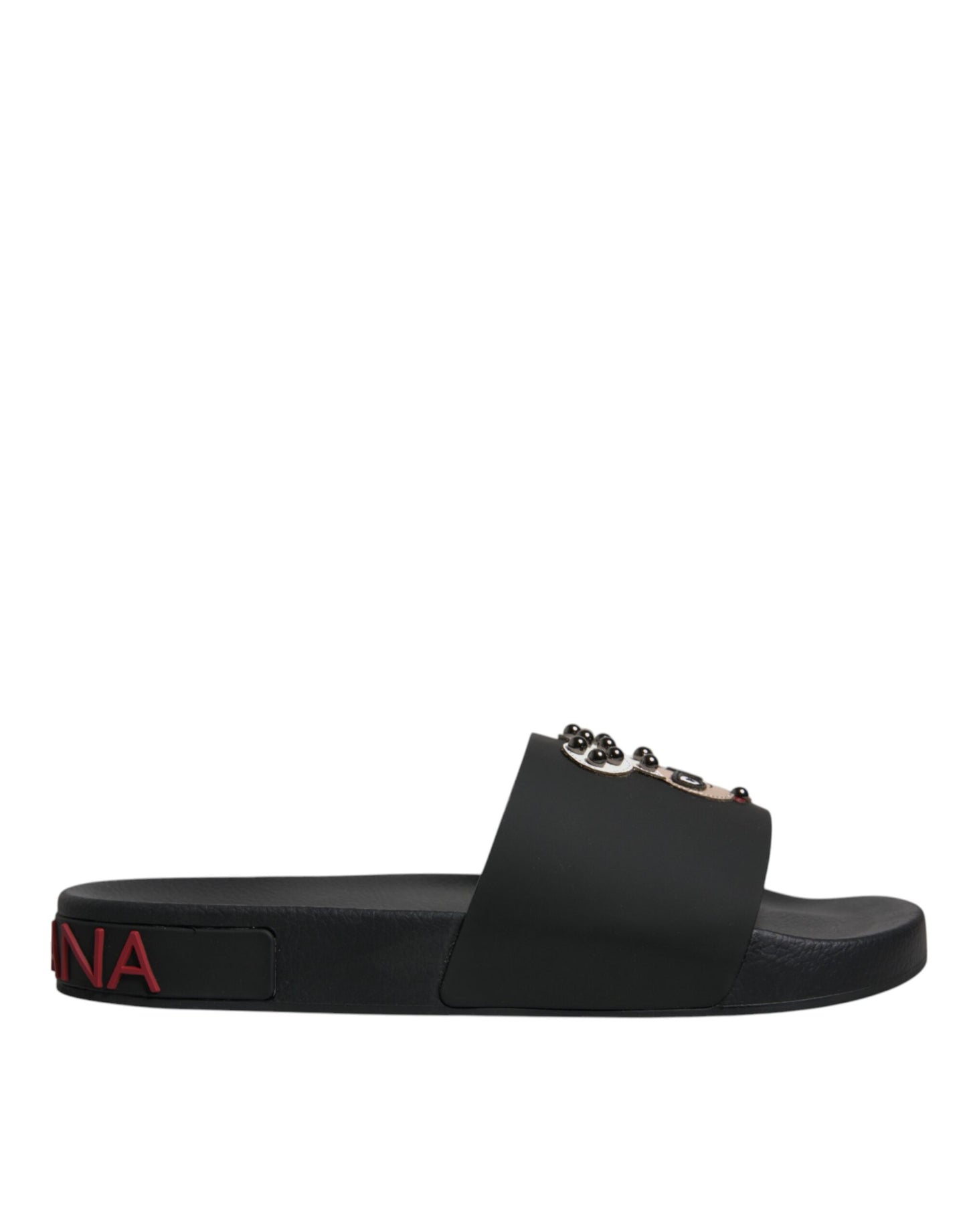 Dolce & Gabbana Schwarze Leder-Sandalen, Strandschuhe