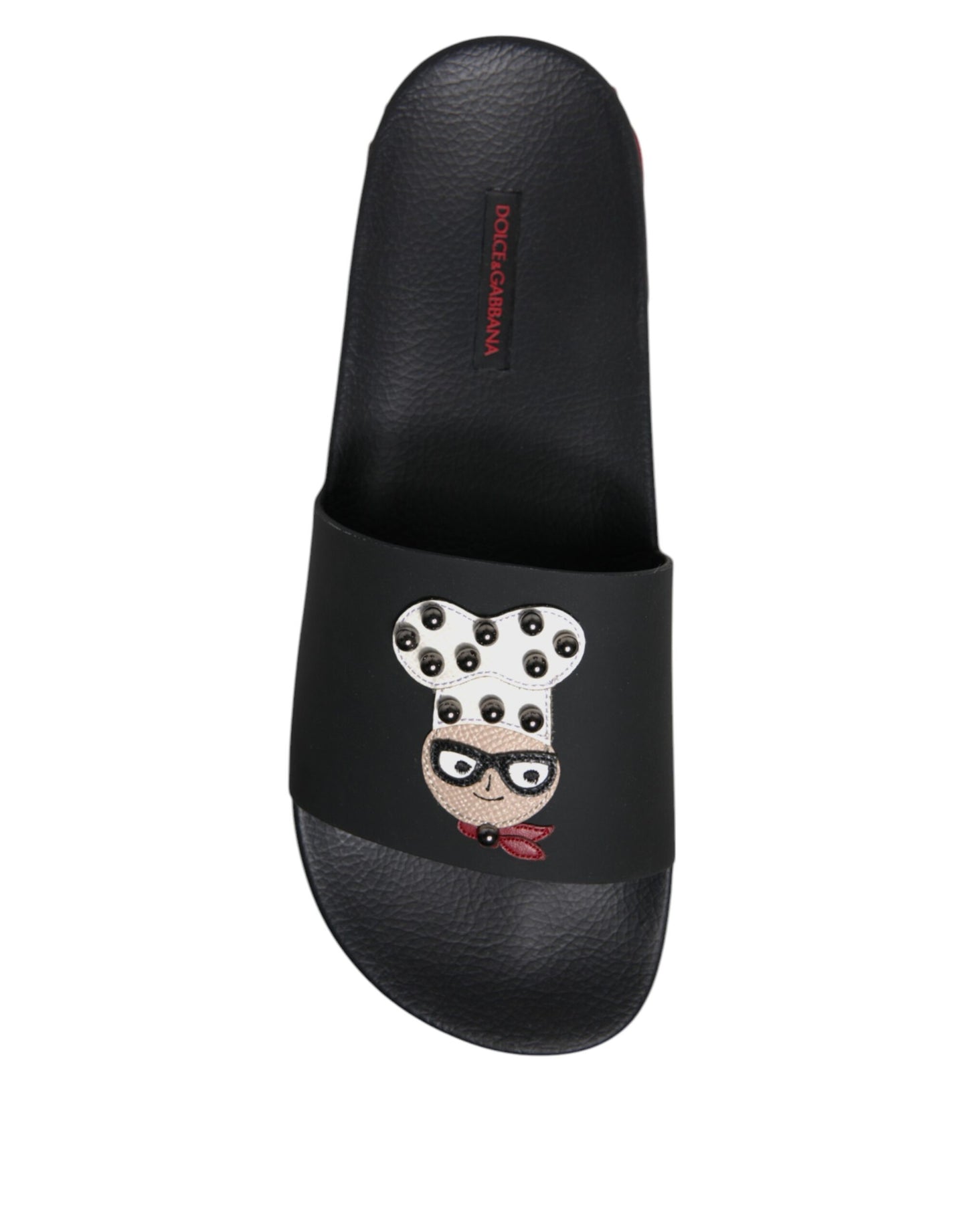 Dolce & Gabbana Schwarze Leder-Sandalen, Strandschuhe