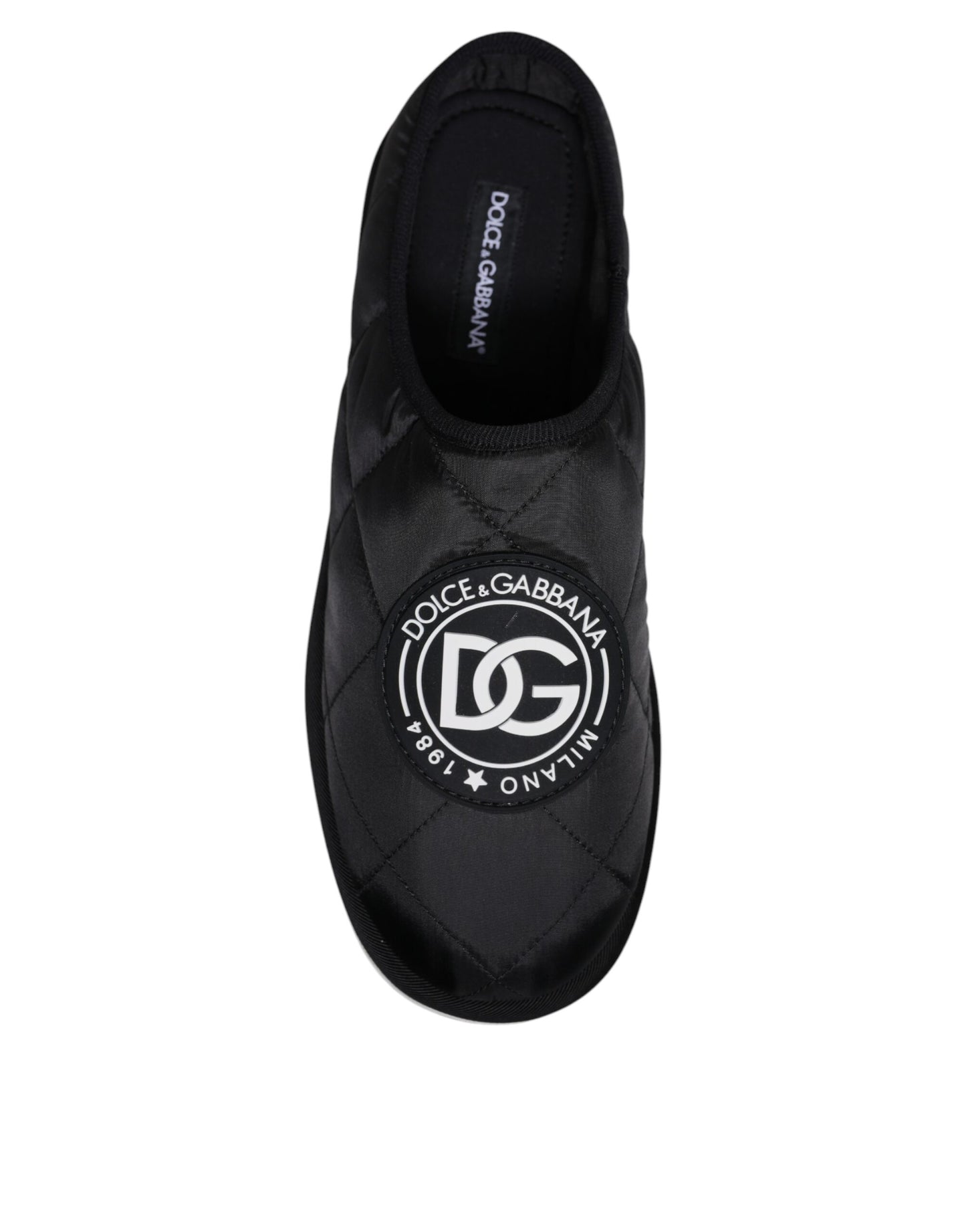 Dolce & Gabbana – Sandalen mit gestepptem Logo-Patch aus schwarzem Nylon
