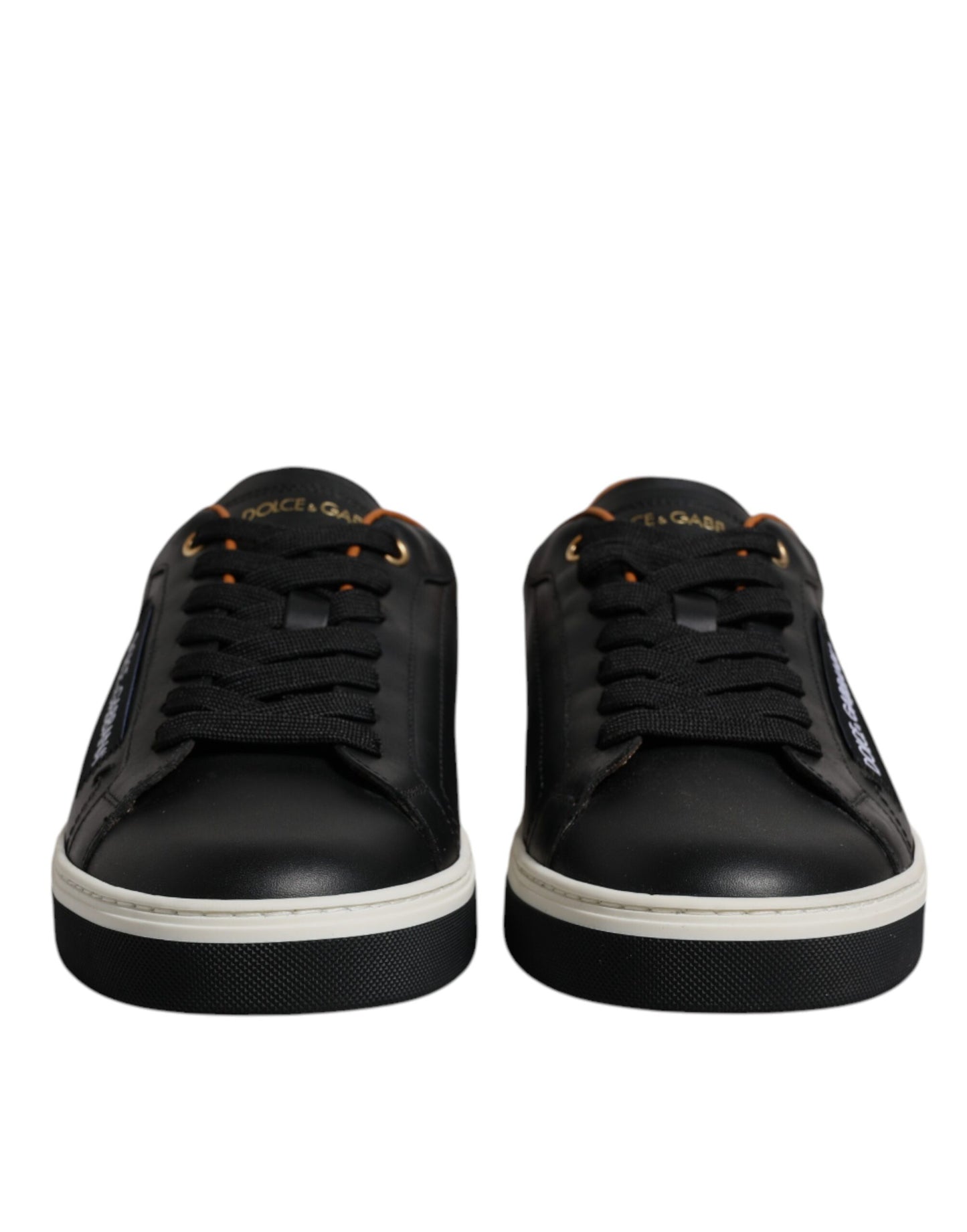 Dolce & Gabbana Herren Sneakers aus schwarzem Leder mit niedrigem Schaft