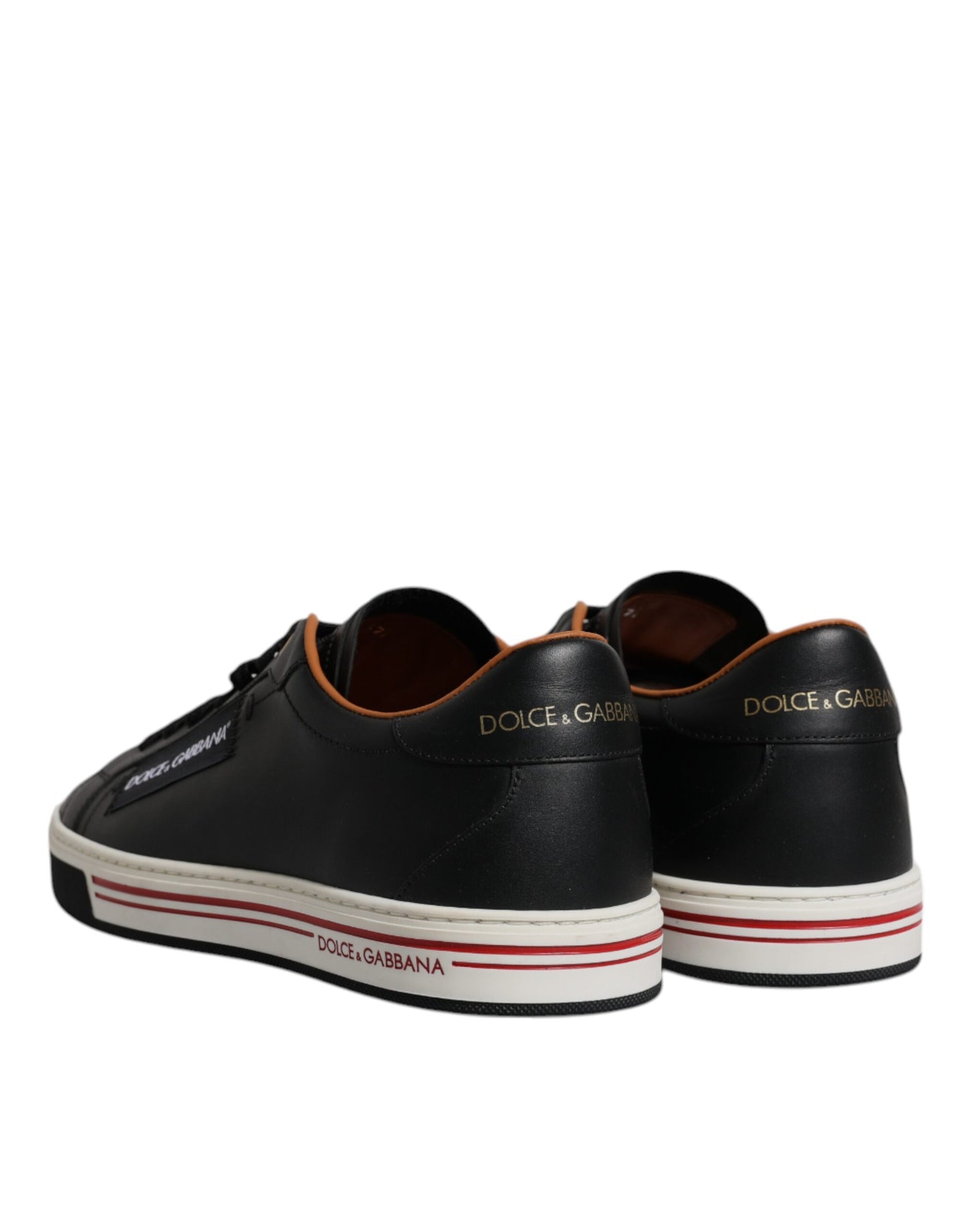 Dolce & Gabbana Herren Sneakers aus schwarzem Leder mit niedrigem Schaft