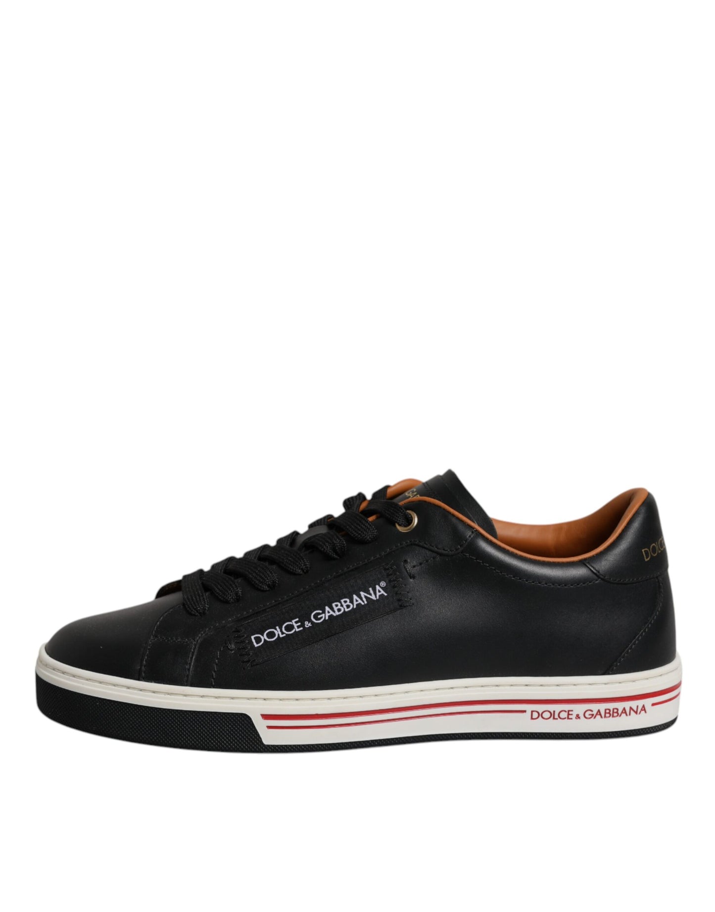 Dolce & Gabbana Herren Sneakers aus schwarzem Leder mit niedrigem Schaft