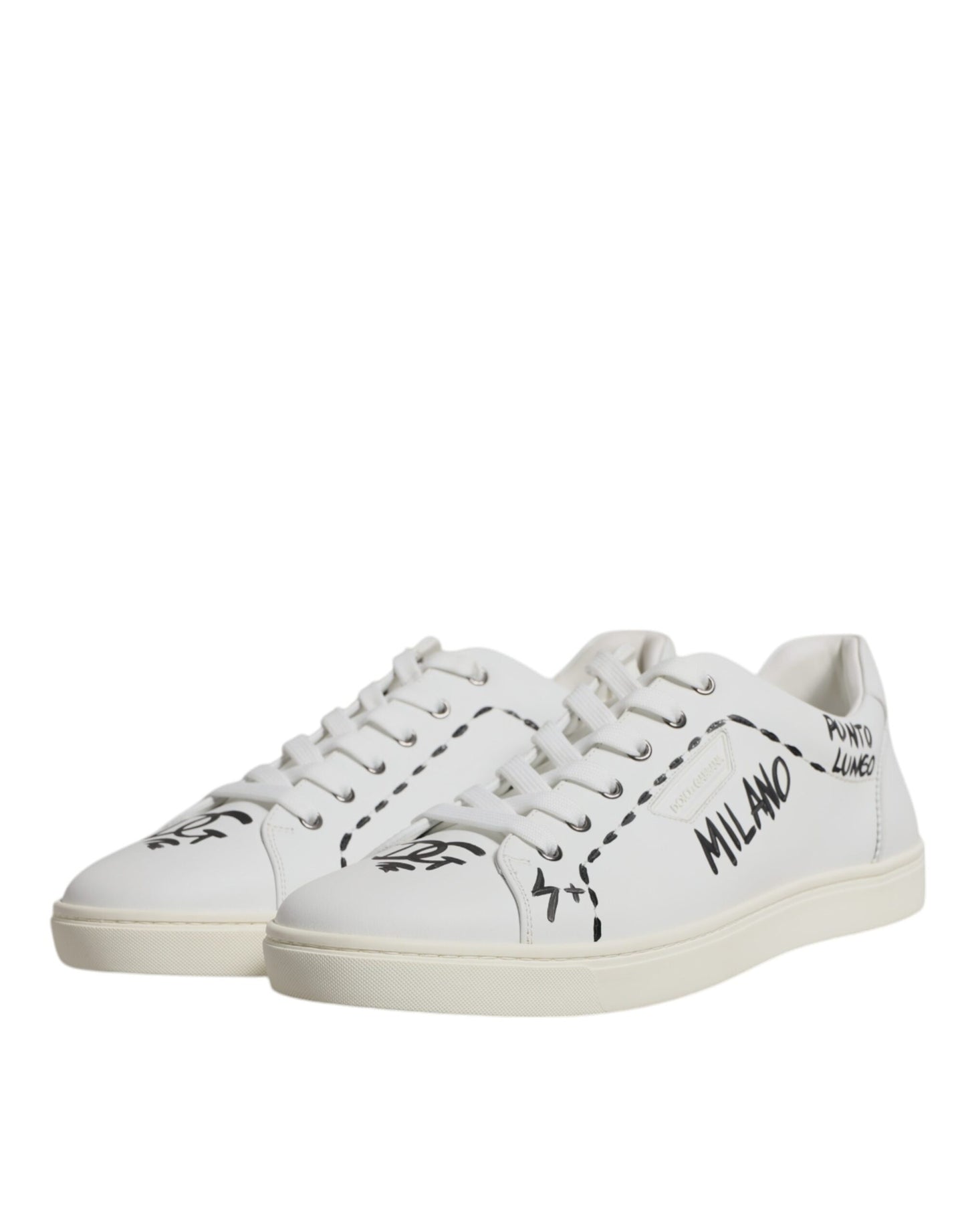 Dolce & Gabbana Weiße Leder Milano Low Top Sneakers Schuhe