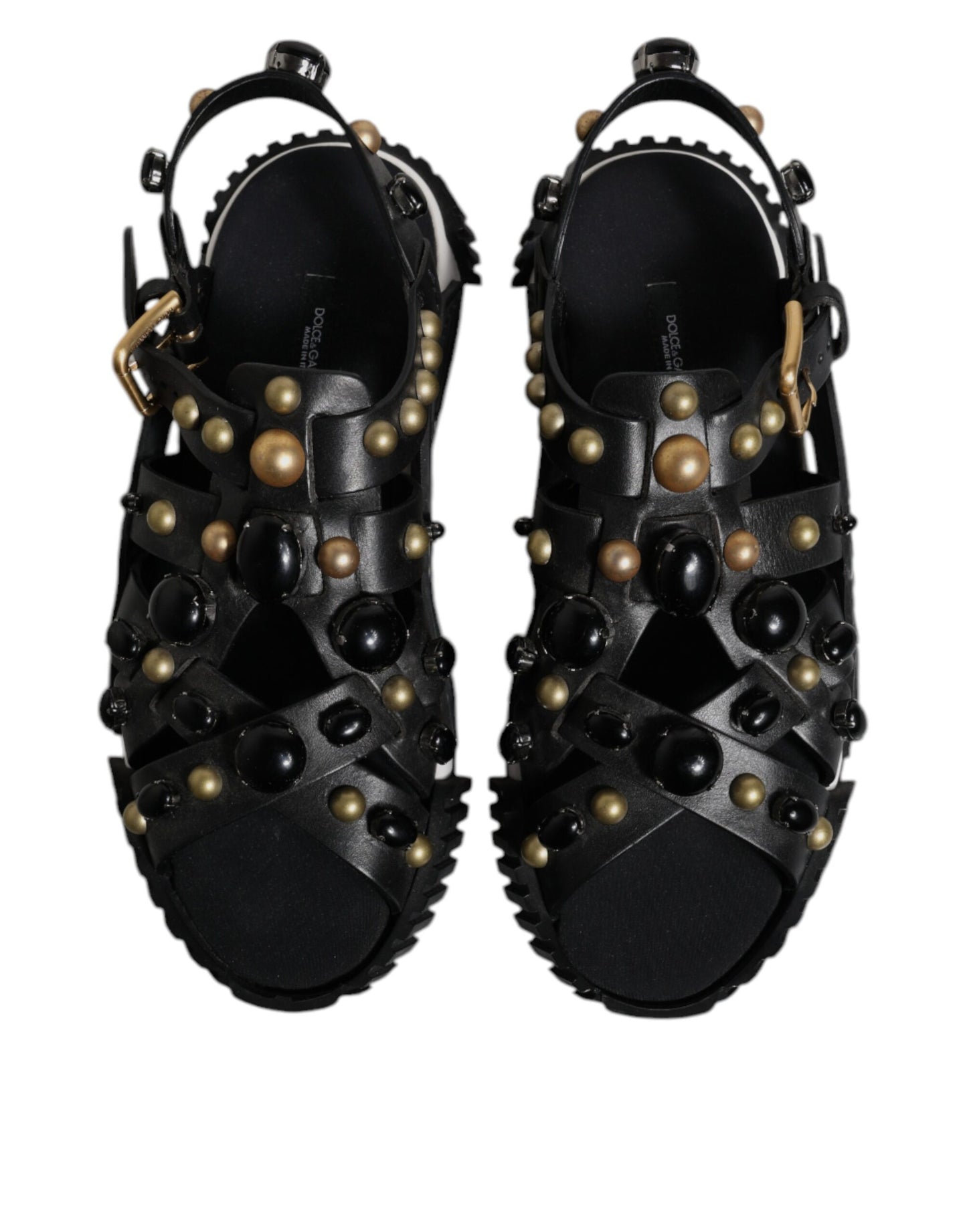 Dolce & Gabbana – Sandalen mit Nieten aus schwarzem Leder