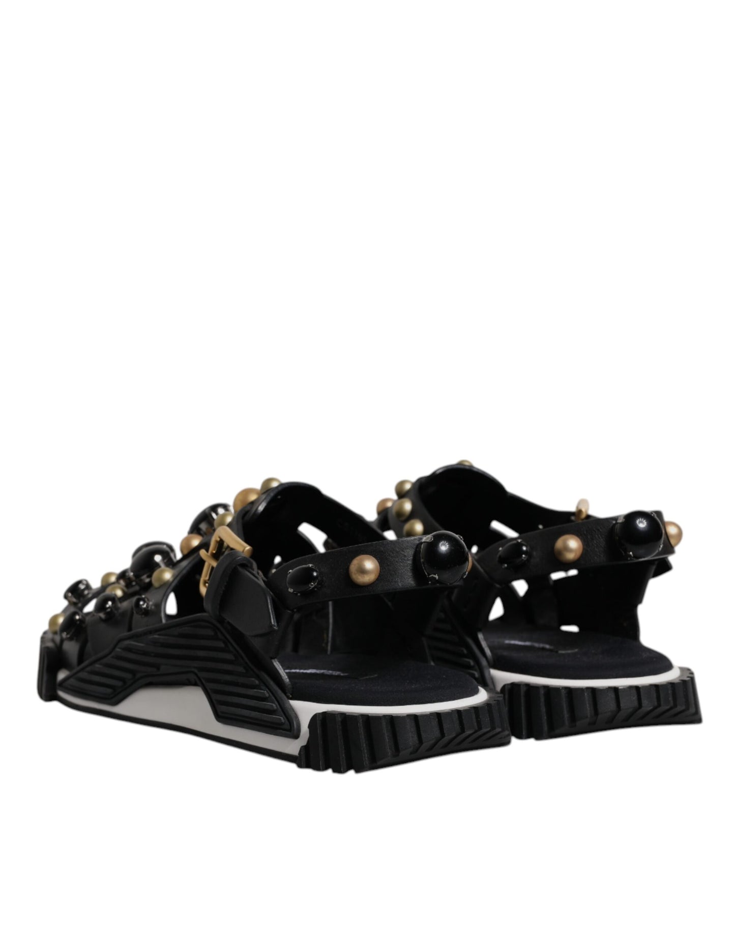 Dolce & Gabbana – Sandalen mit Nieten aus schwarzem Leder