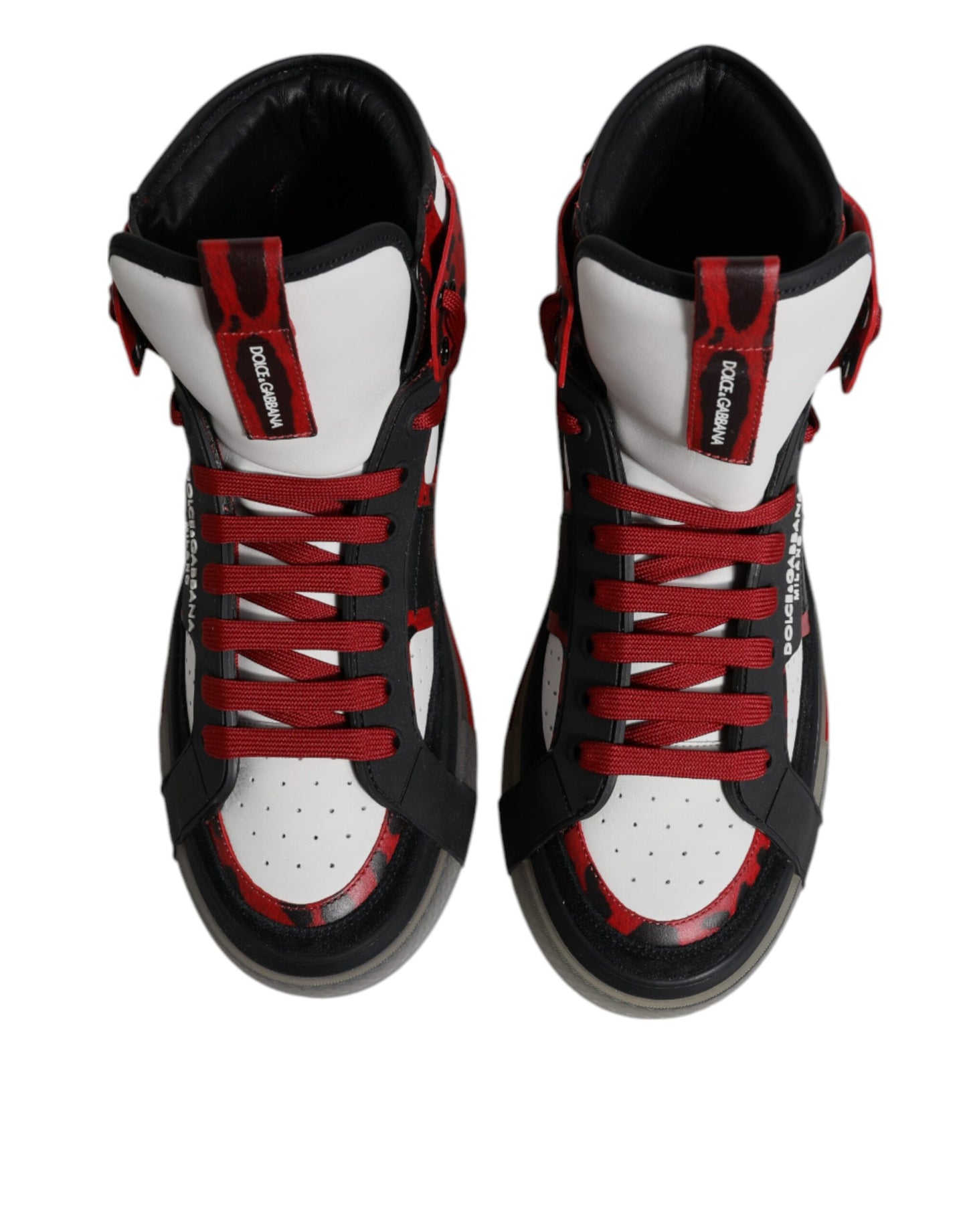 Dolce & Gabbana Mehrfarbige High-Top-Sneakers aus Leder