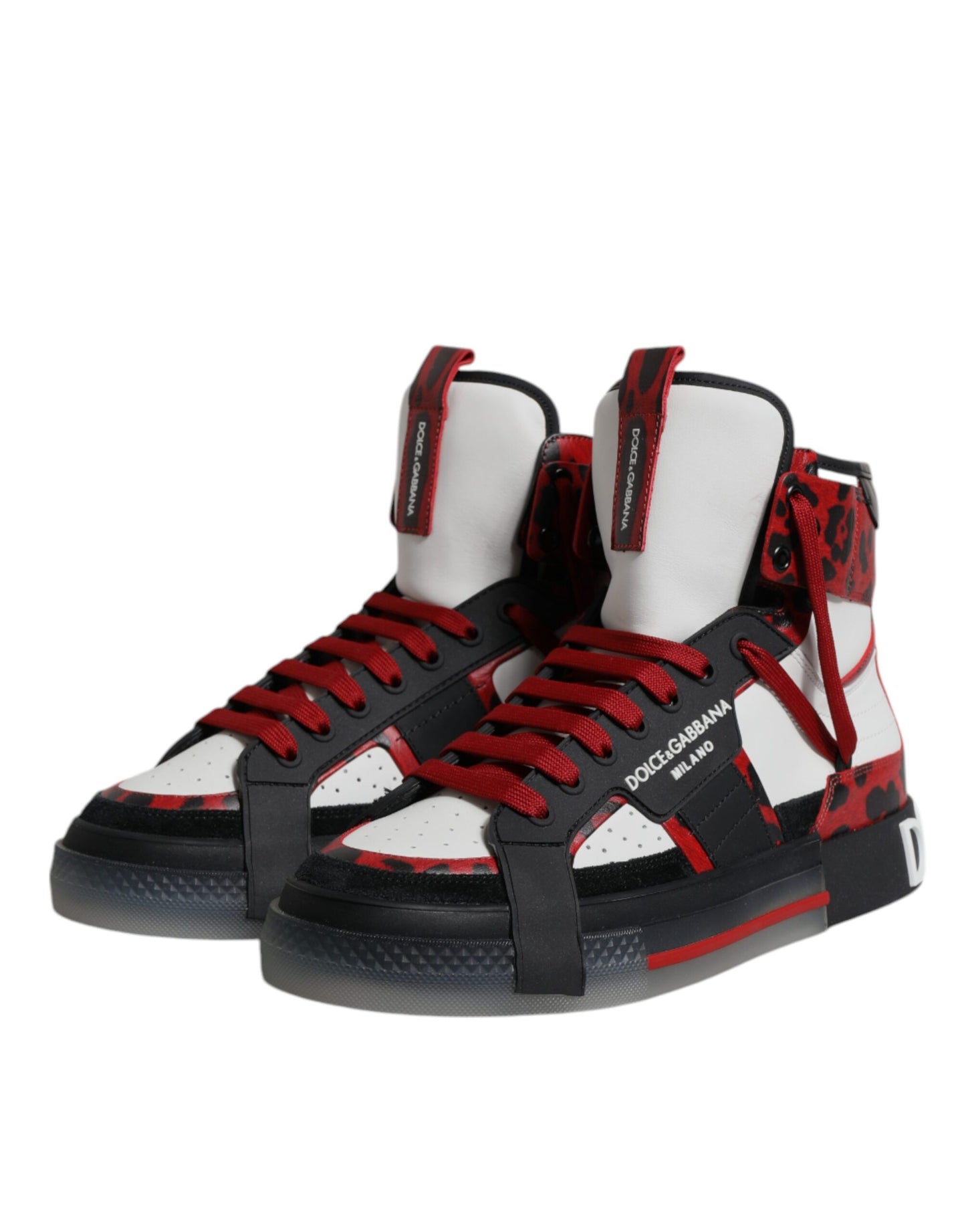 Dolce & Gabbana Mehrfarbige High-Top-Sneakers aus Leder