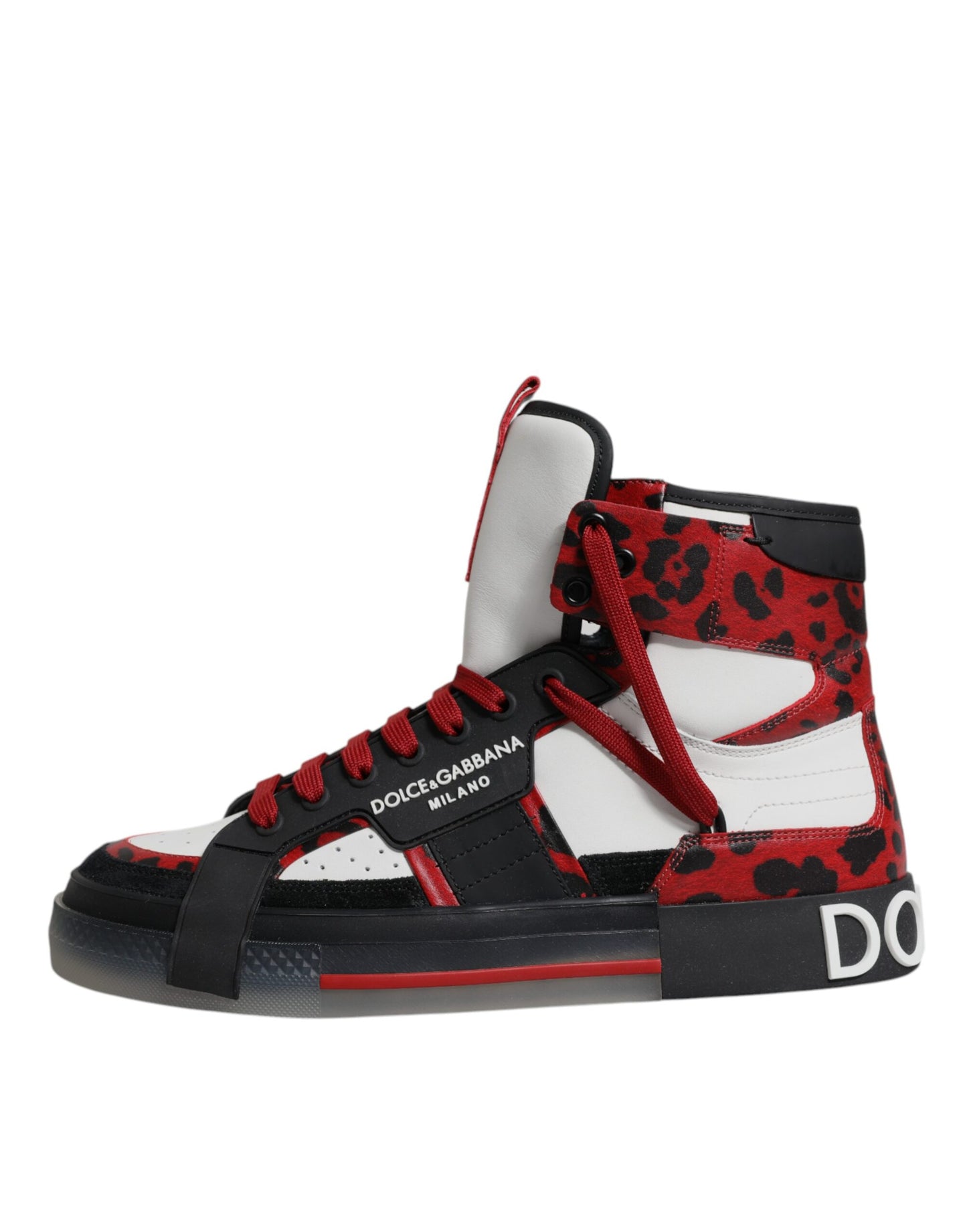 Dolce & Gabbana Mehrfarbige High-Top-Sneakers aus Leder
