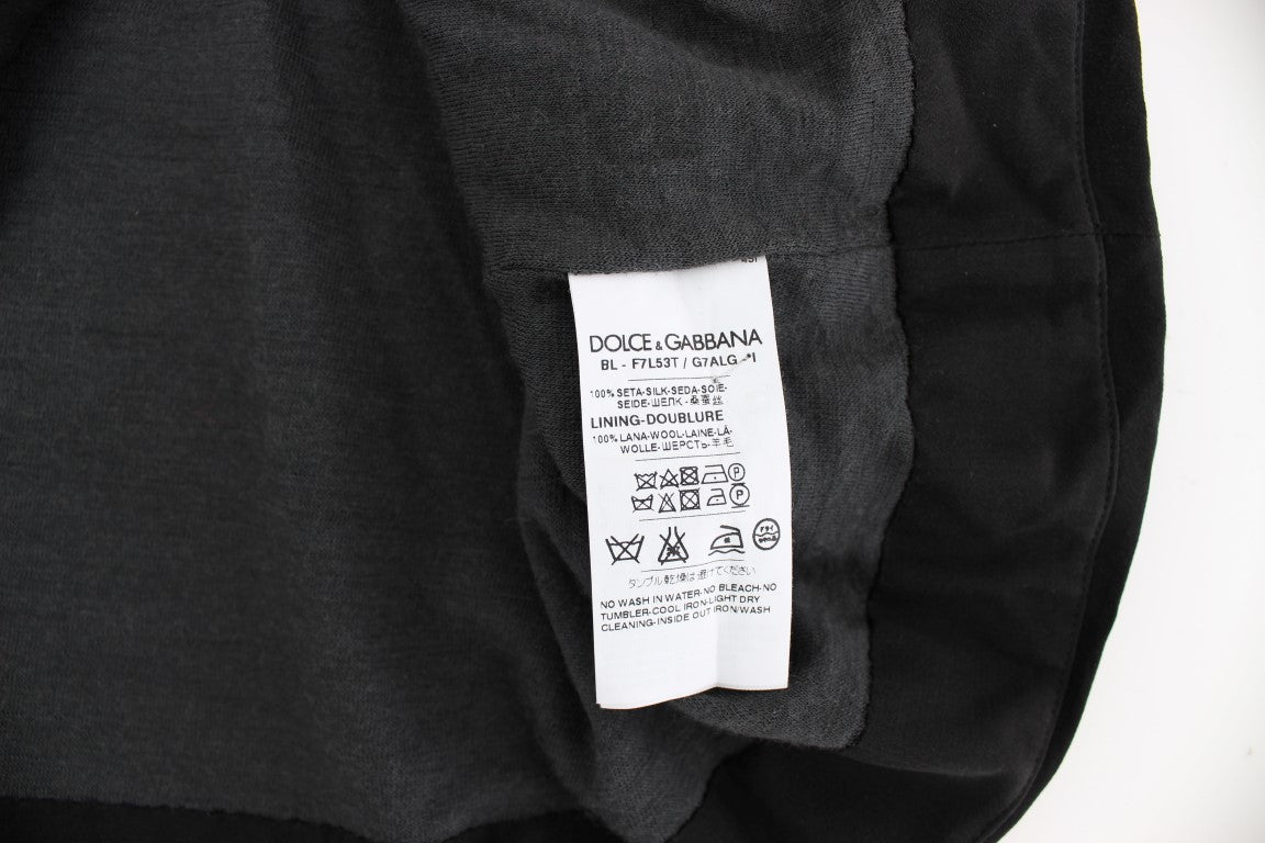 Dolce & Gabbana Schwarze Seidenbluse mit Blumendruck