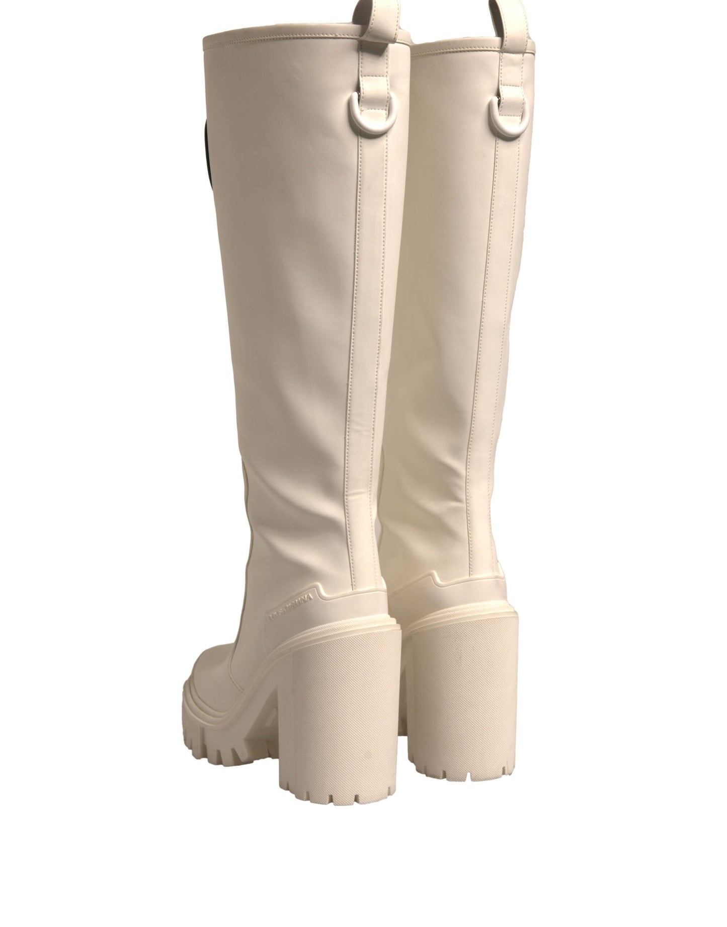 Dolce & Gabbana White DG Logo Hi Trekking Platform Biker Boots Shoes