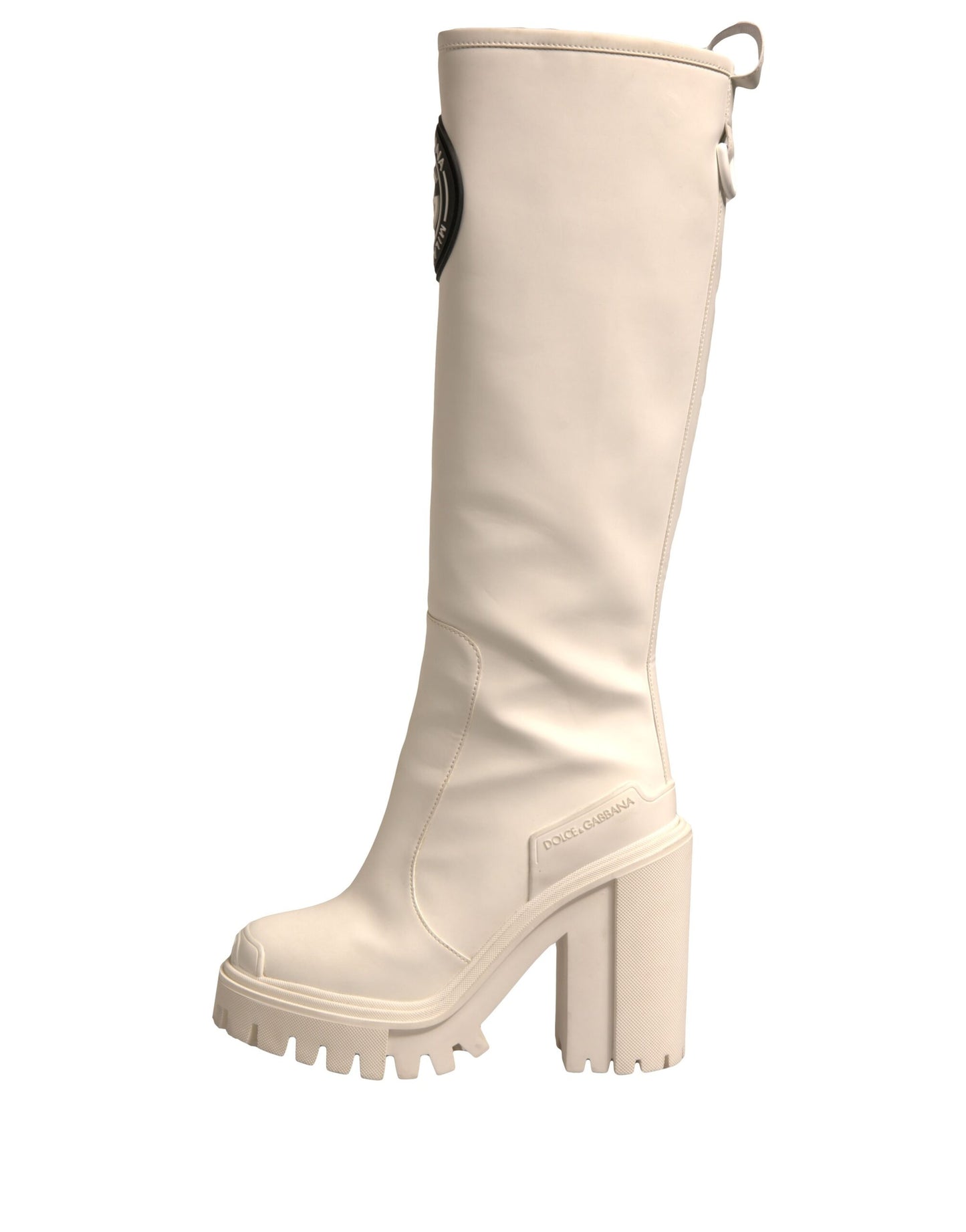 Dolce & Gabbana White DG Logo Hi Trekking Platform Biker Boots Shoes