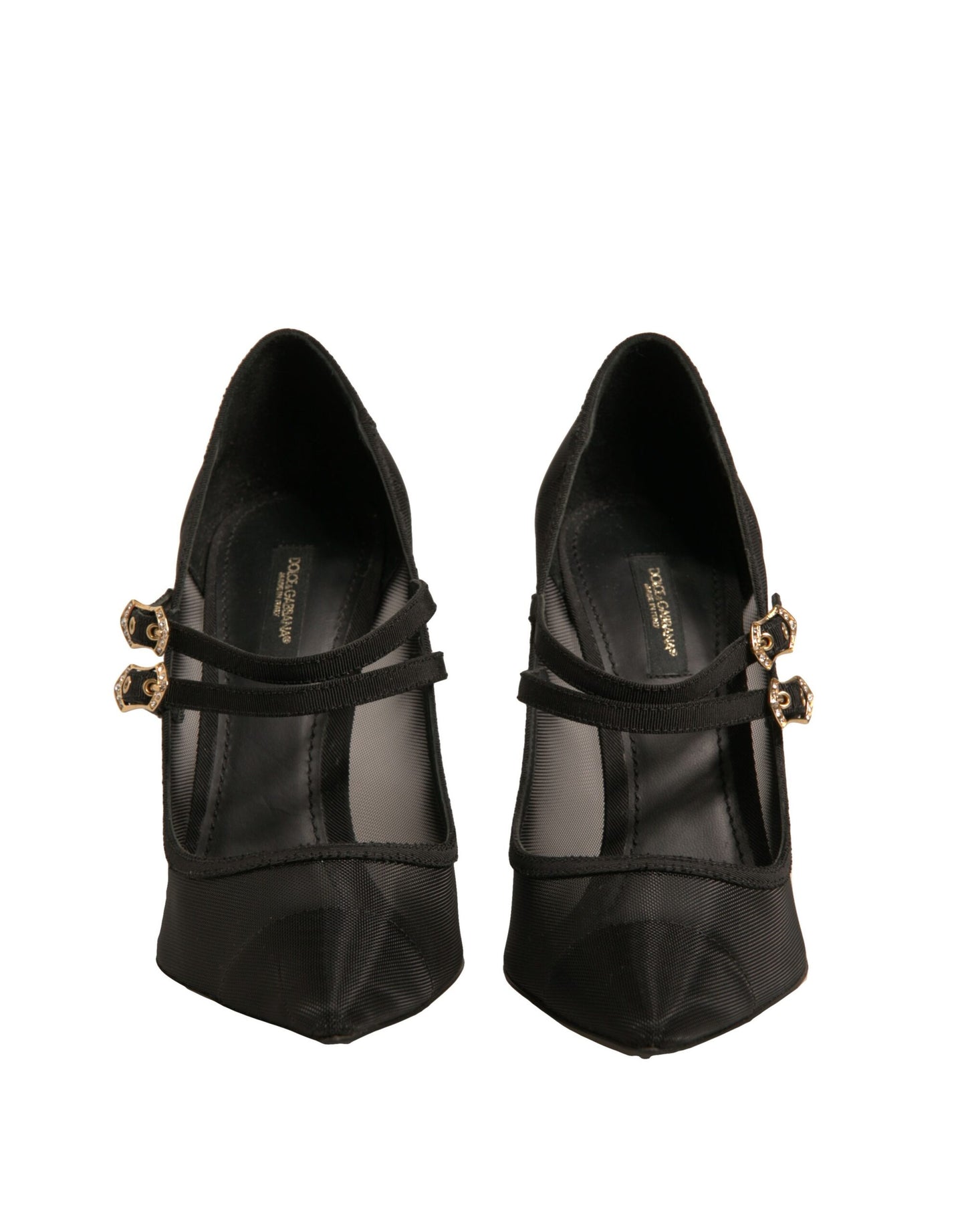 Dolce & Gabbana – Schwarze Mary-Jane-Pumps mit hohem Absatz aus Netzstoff