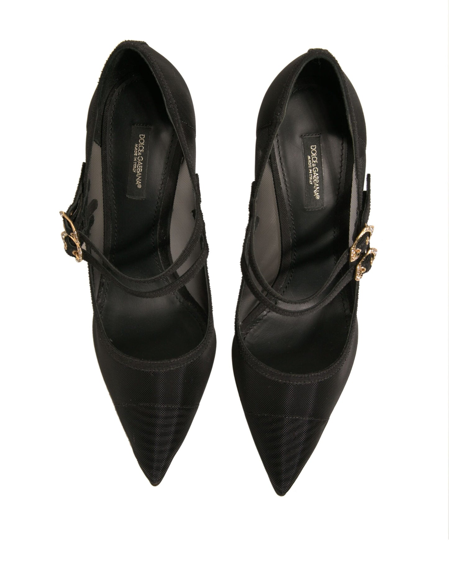 Dolce & Gabbana – Schwarze Mary-Jane-Pumps mit hohem Absatz aus Netzstoff