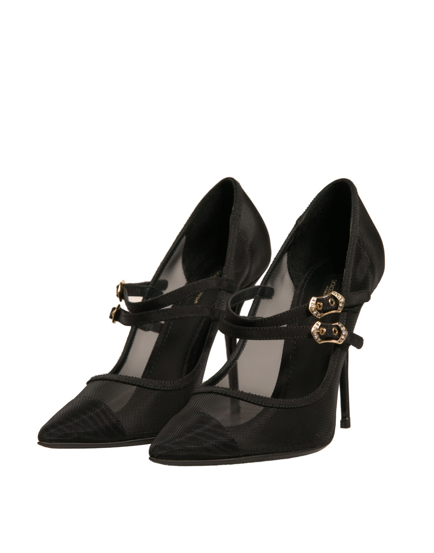 Dolce & Gabbana – Schwarze Mary-Jane-Pumps mit hohem Absatz aus Netzstoff