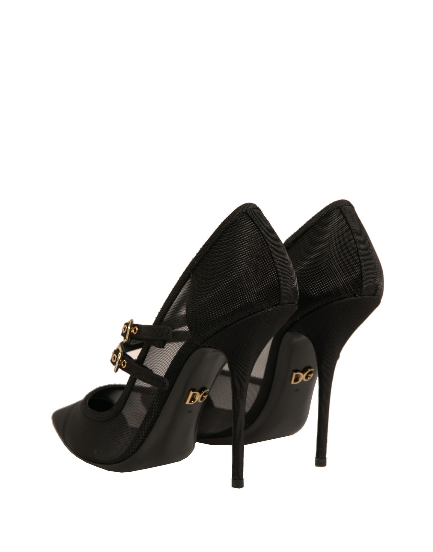 Dolce & Gabbana – Schwarze Mary-Jane-Pumps mit hohem Absatz aus Netzstoff