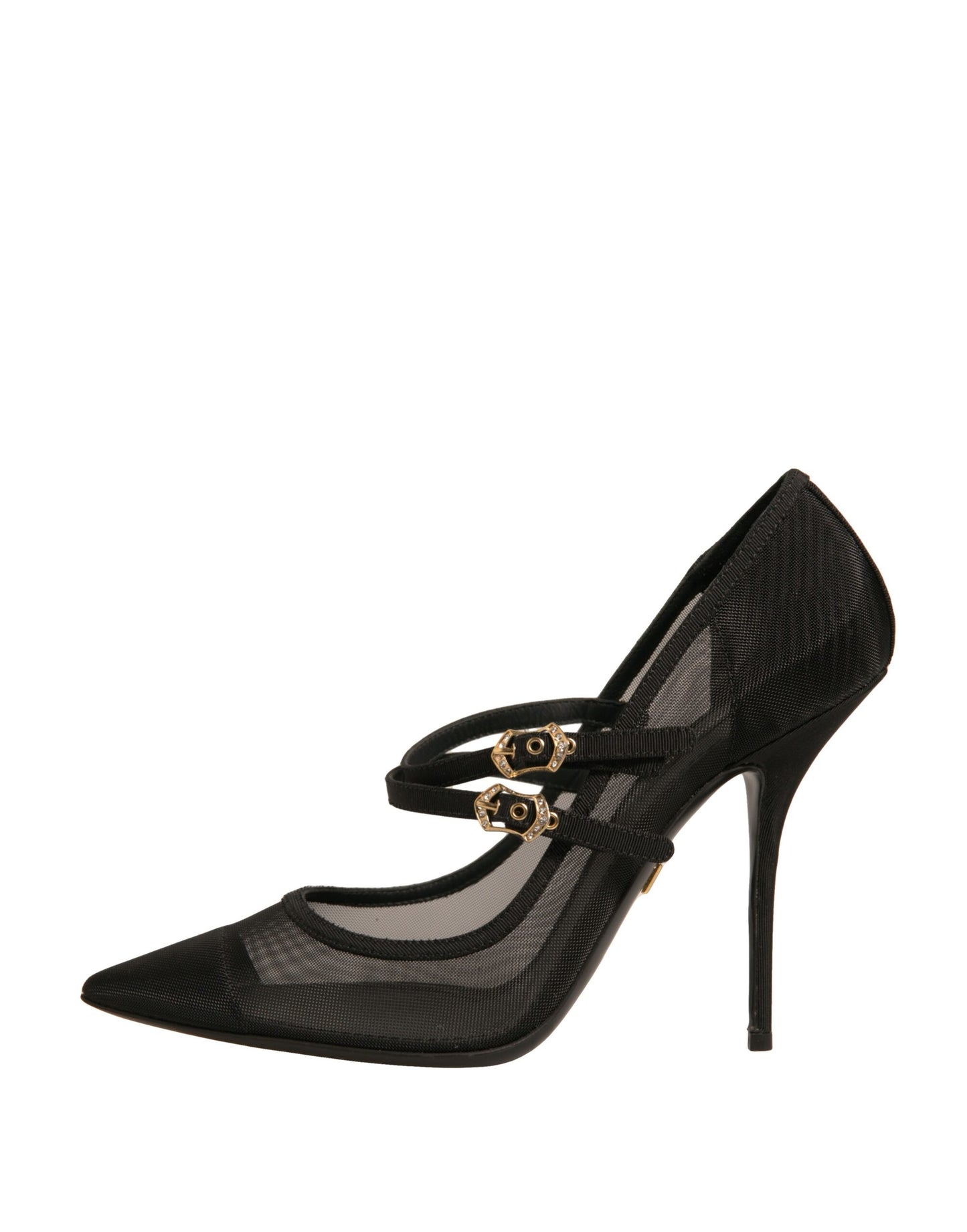 Dolce & Gabbana – Schwarze Mary-Jane-Pumps mit hohem Absatz aus Netzstoff