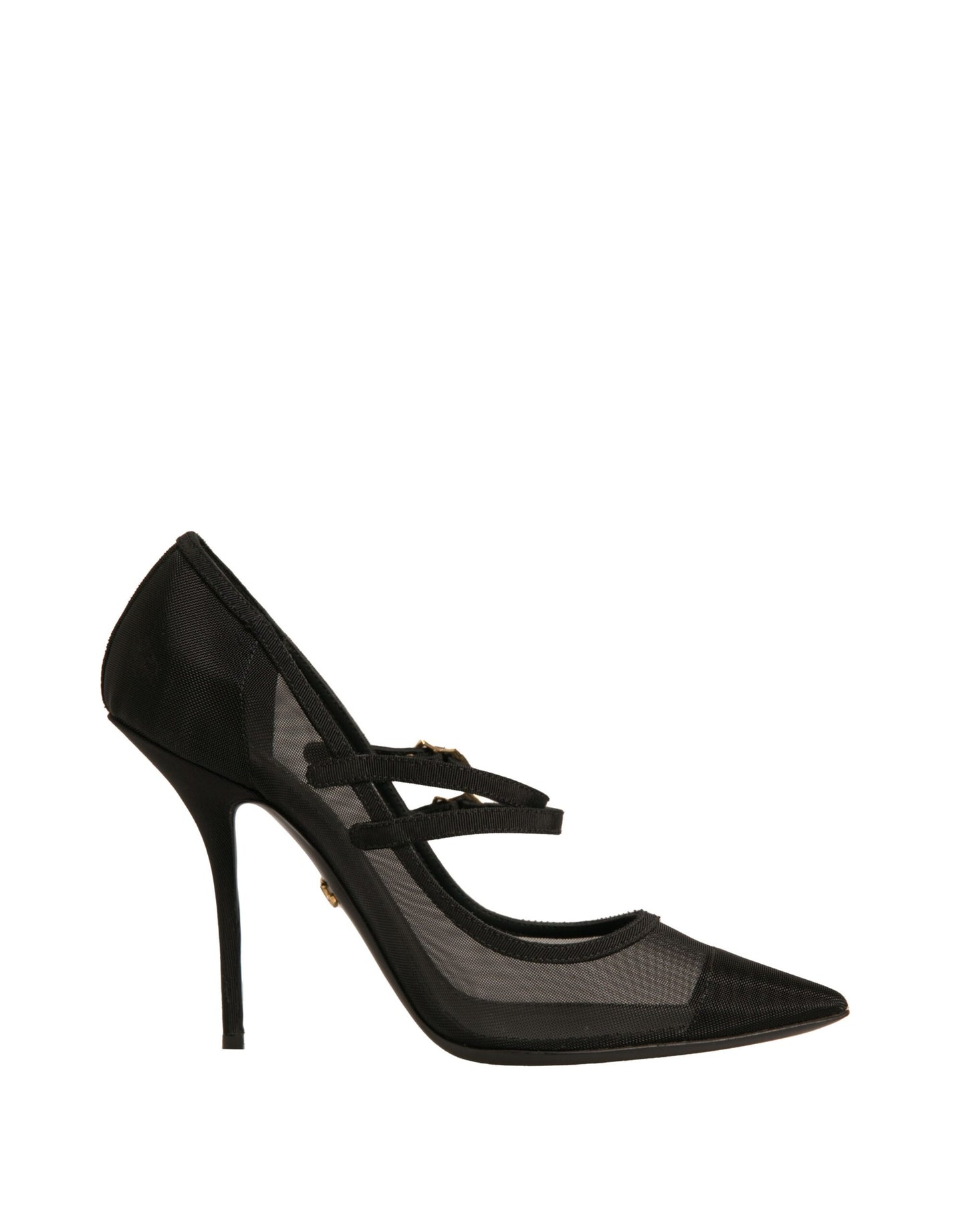 Dolce & Gabbana – Schwarze Mary-Jane-Pumps mit hohem Absatz aus Netzstoff