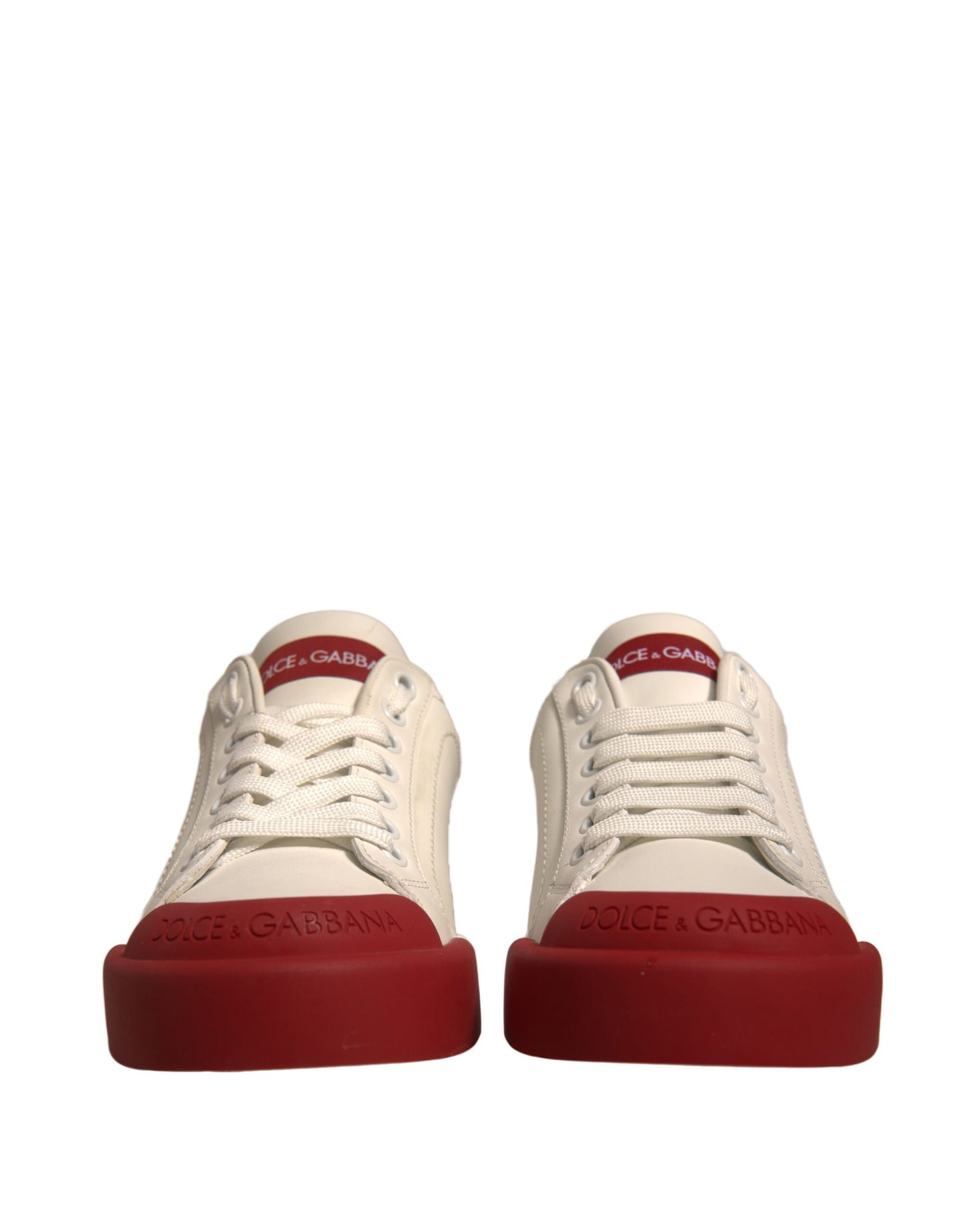 Dolce & Gabbana Shoes Weiße Portofino-Sneaker aus Leder mit Logo