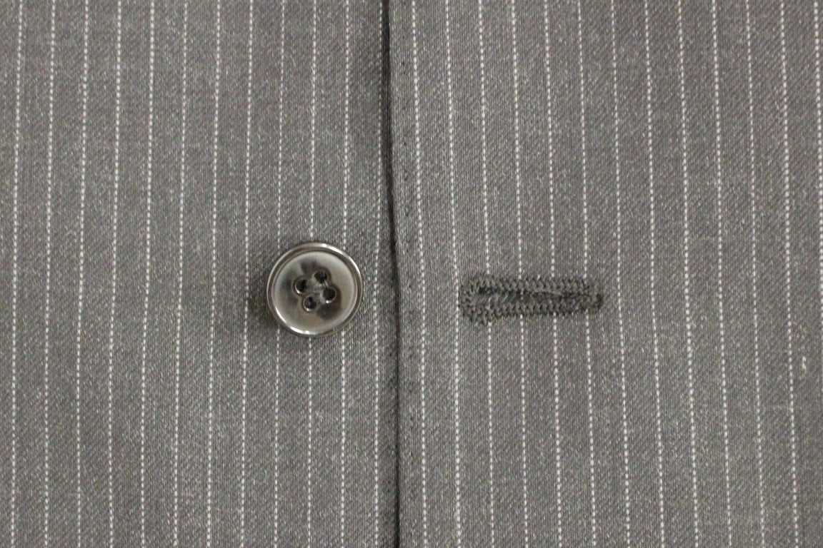 Dolce & Gabbana Grau gestreifte einreihige Strickjacke aus Wolle
