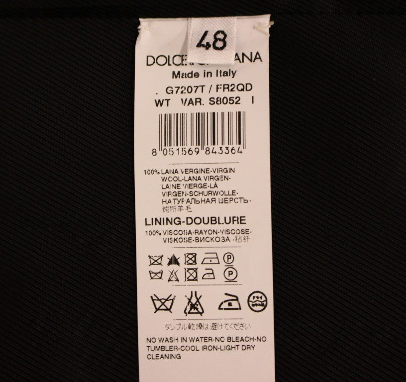 Dolce & Gabbana Grau gestreifte einreihige Strickjacke aus Wolle