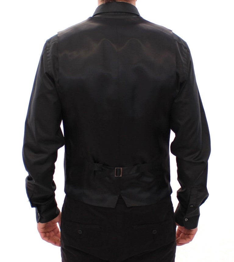Dolce & Gabbana – Schwarz gestreifte Woll-Cardigan mit Logo