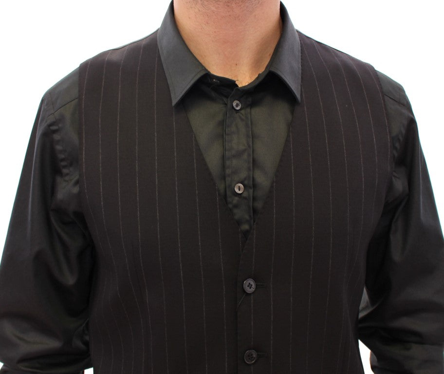 Dolce & Gabbana – Schwarz gestreifte Woll-Cardigan mit Logo
