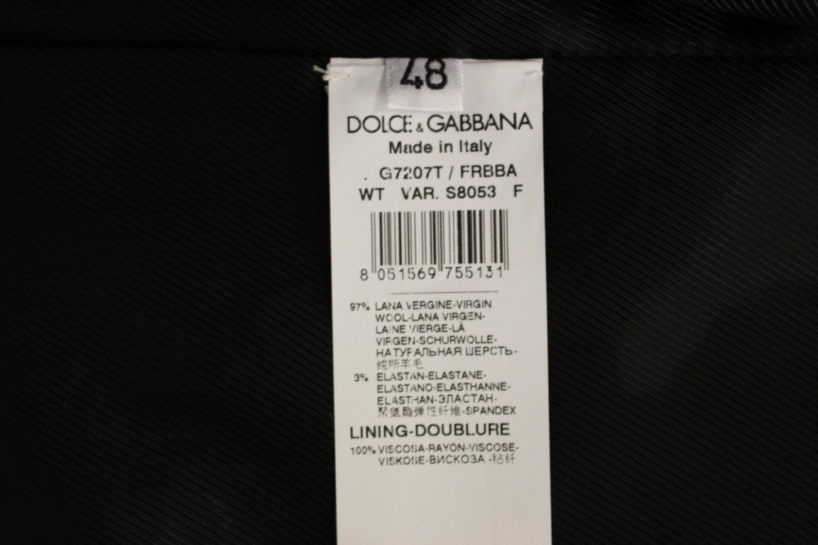Dolce & Gabbana – Schwarz gestreifte Woll-Cardigan mit Logo