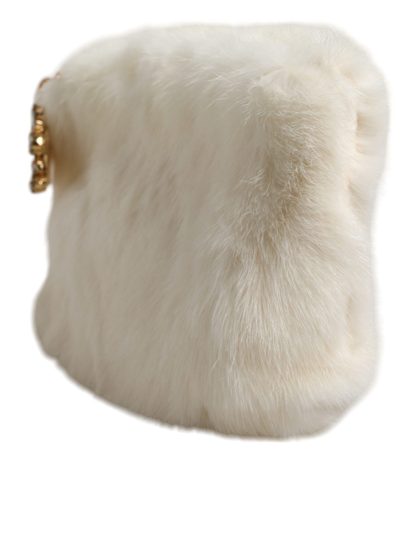 Dolce & Gabbana Weiße Pelzhandtasche Clutch Handtasche Beuteltasche