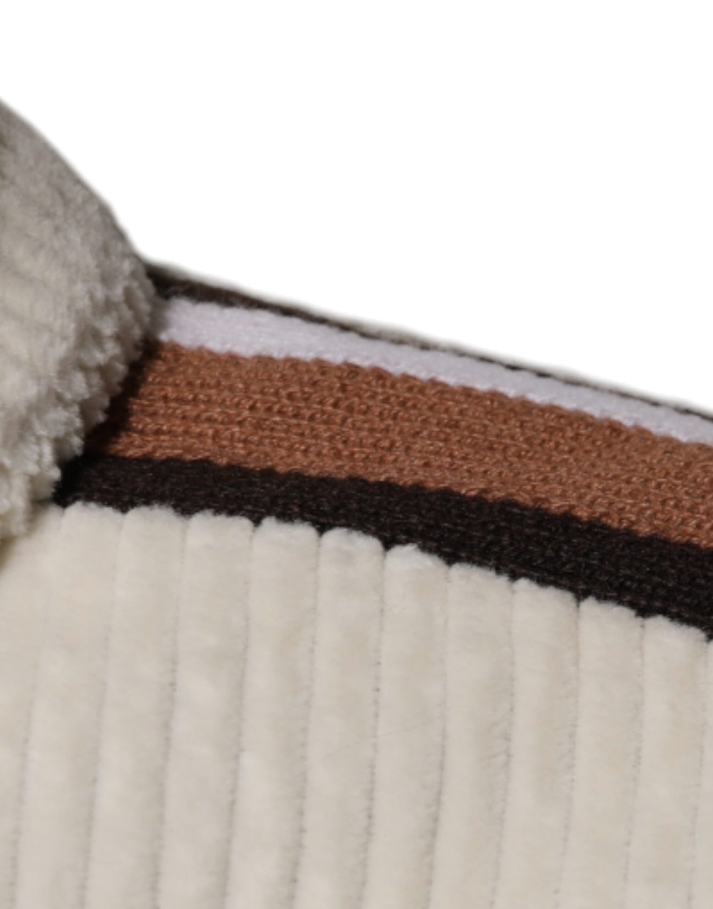 Dolce & Gabbana – Beigefarbene Cordjacke aus Baumwollcord mit durchgehendem Reißverschluss und Logo-Applikation