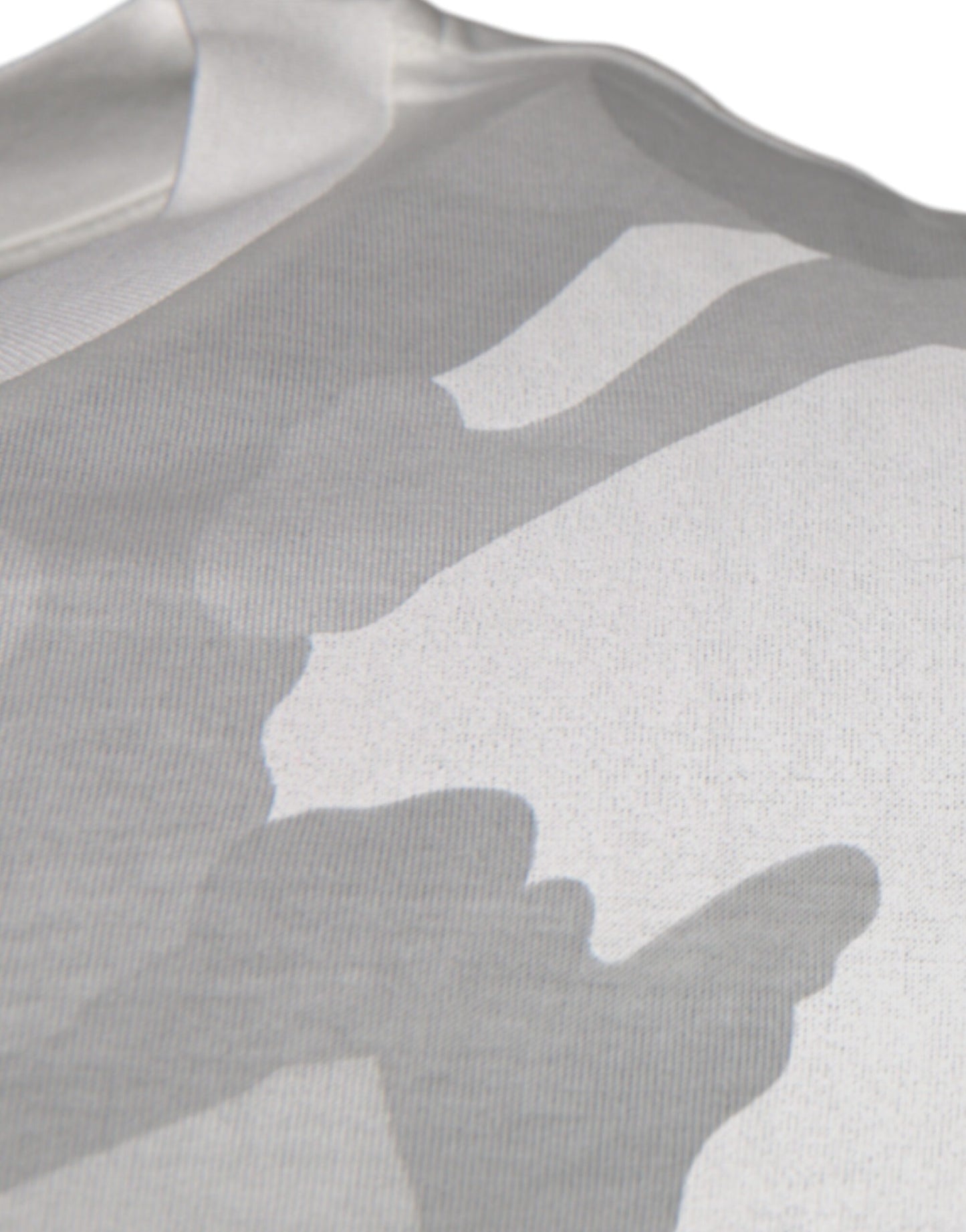 Dolce & Gabbana – T-Shirt aus Baumwolle mit Rundhalsausschnitt in Weiß und Grau mit Camouflage-Muster