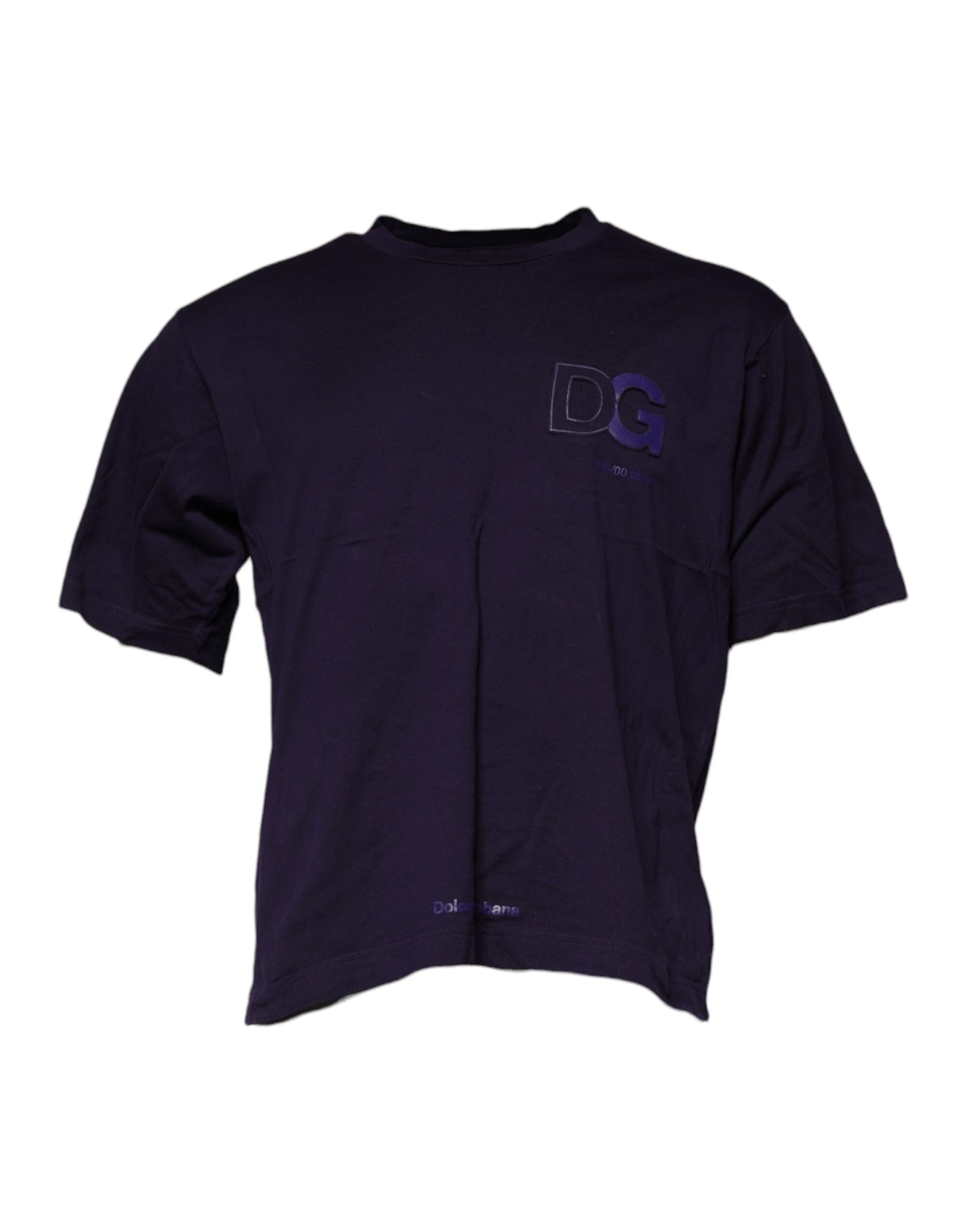 Dolce & Gabbana Lilafarbenes T-Shirt aus Baumwolle mit Rundhalsausschnitt und DG-Logo
