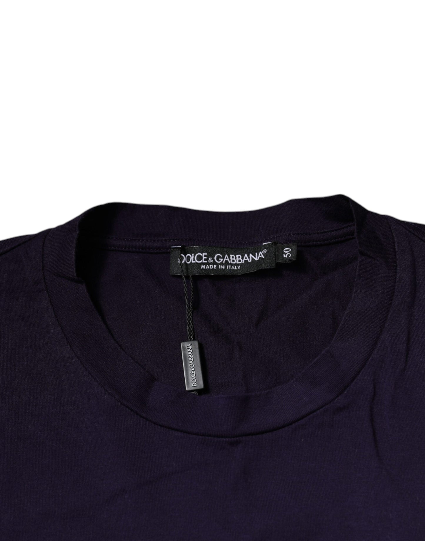 Dolce & Gabbana Lilafarbenes T-Shirt aus Baumwolle mit Rundhalsausschnitt und DG-Logo