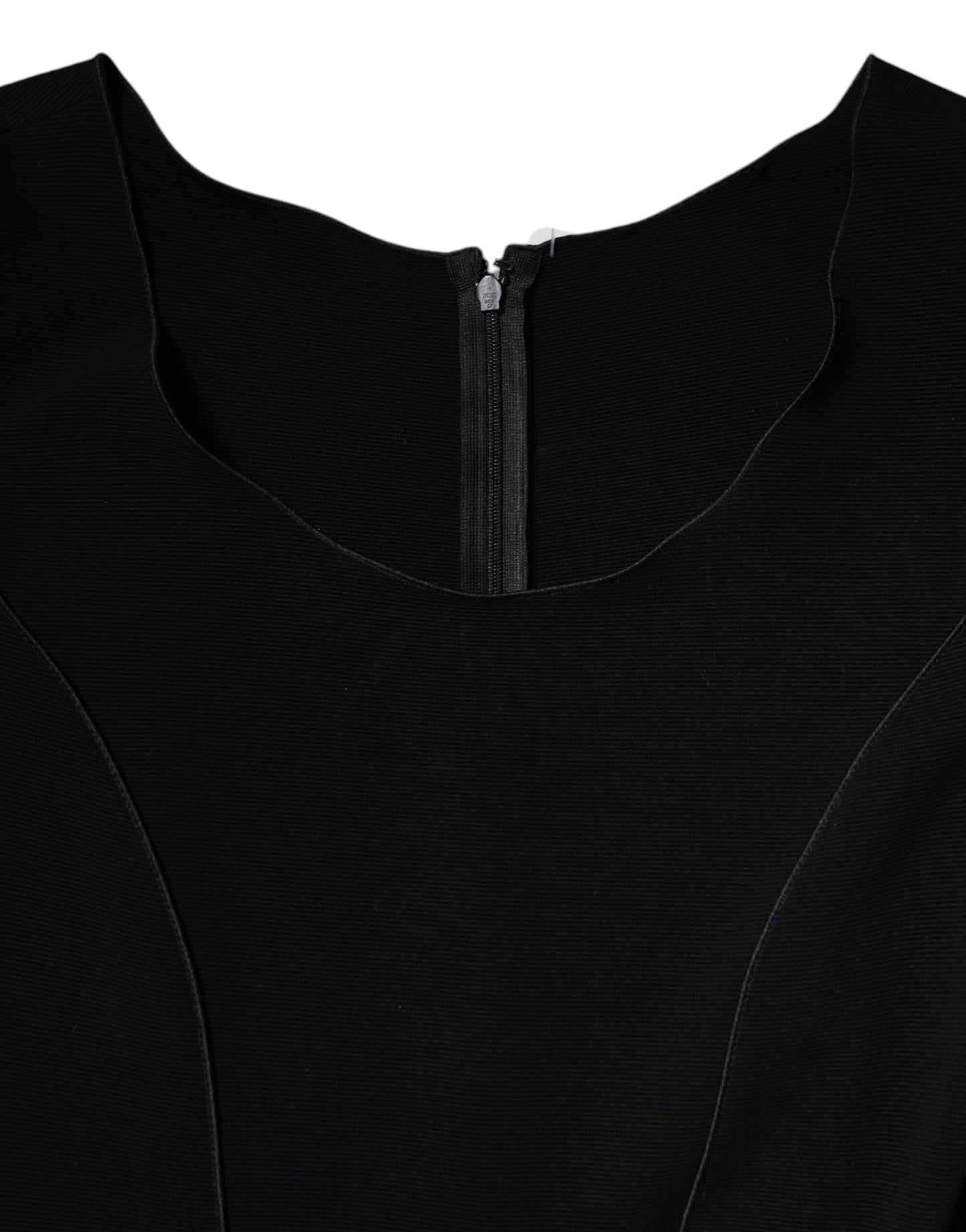 Emporio Armani – Schwarzes, kurzärmliges Etui-Midikleid aus Viskose