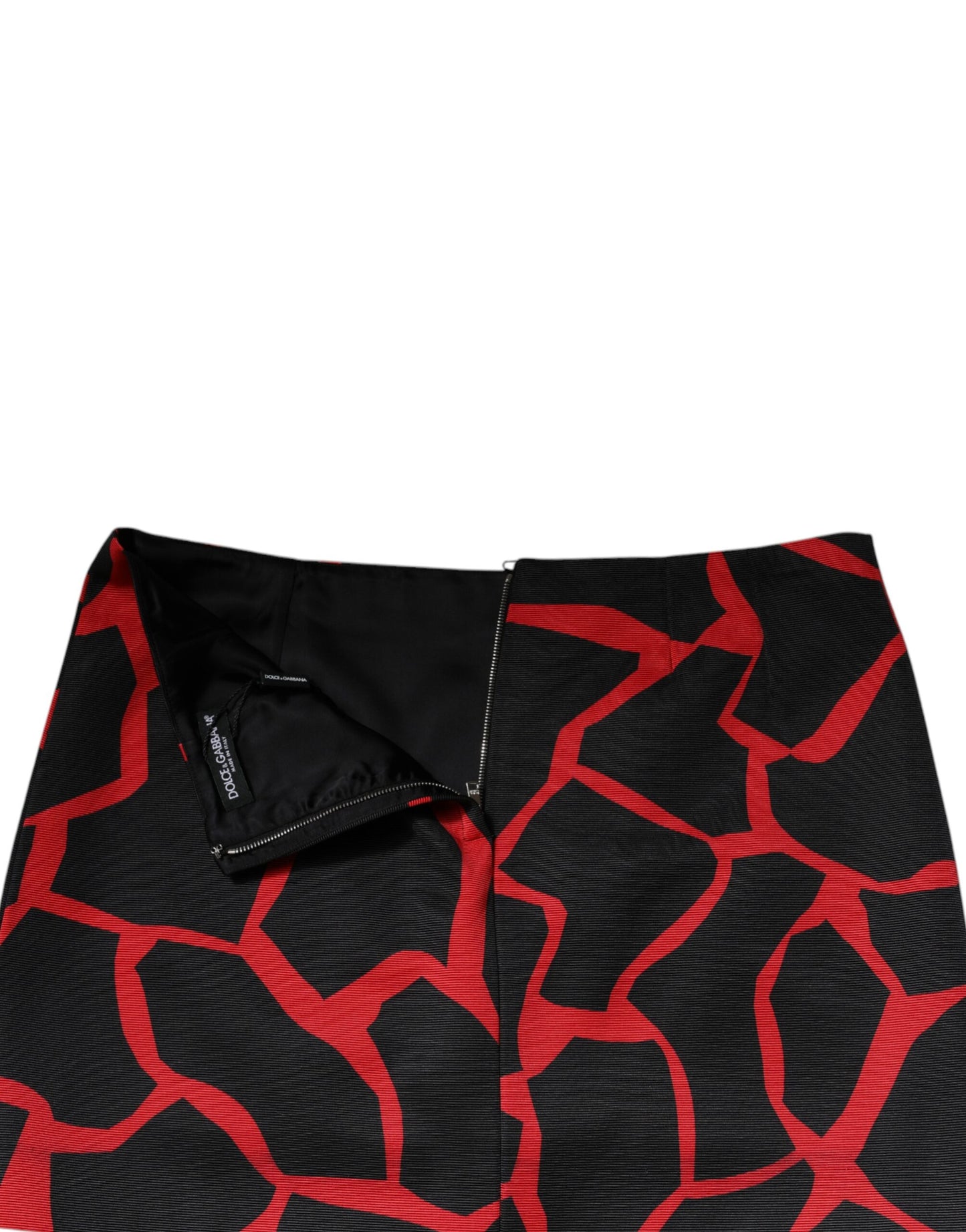 Dolce & Gabbana – Schwarz-roter abstrakter Minirock in A-Linie mit mittlerer Taille