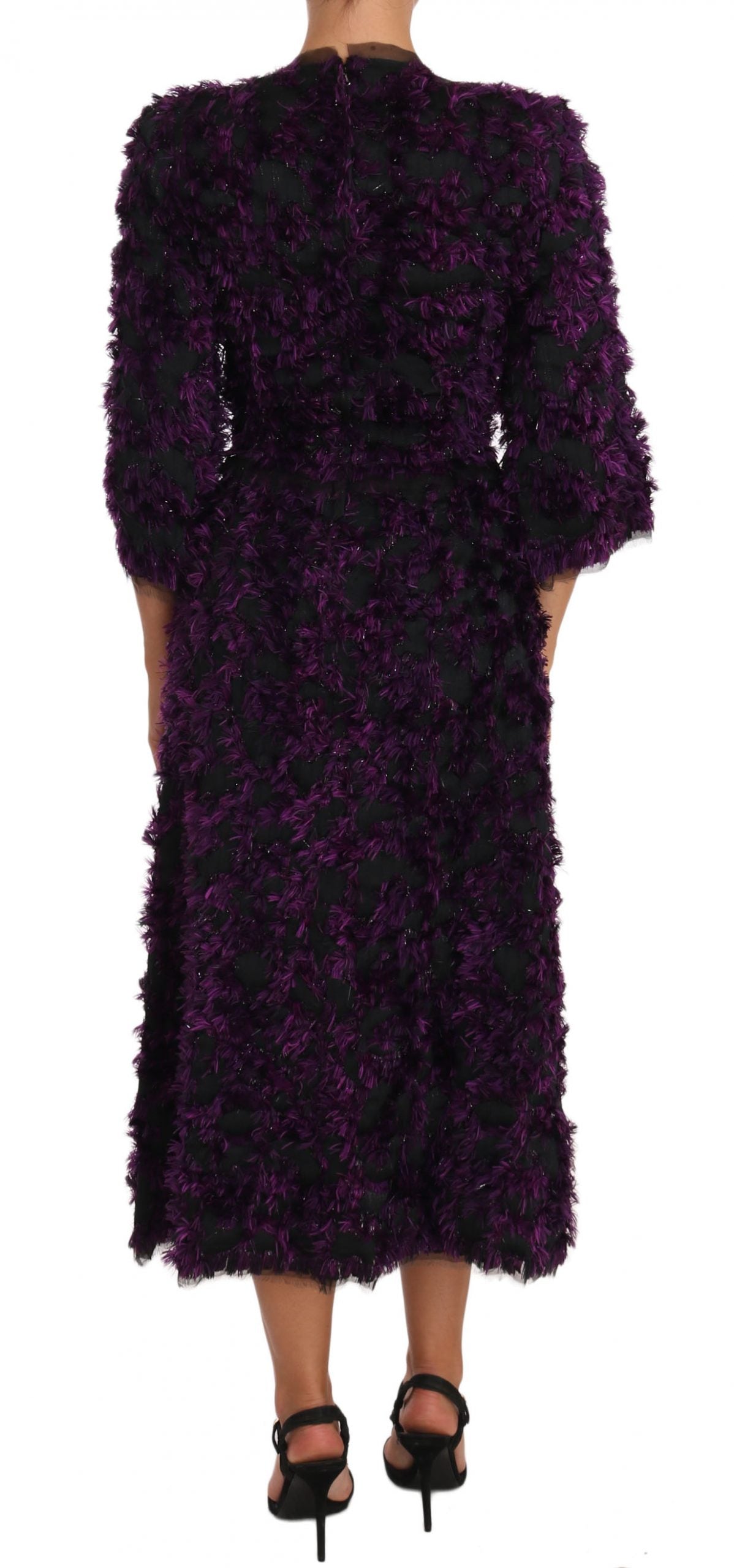 Dolce & Gabbana – Lilafarbenes Midi-Etuikleid mit Fransen