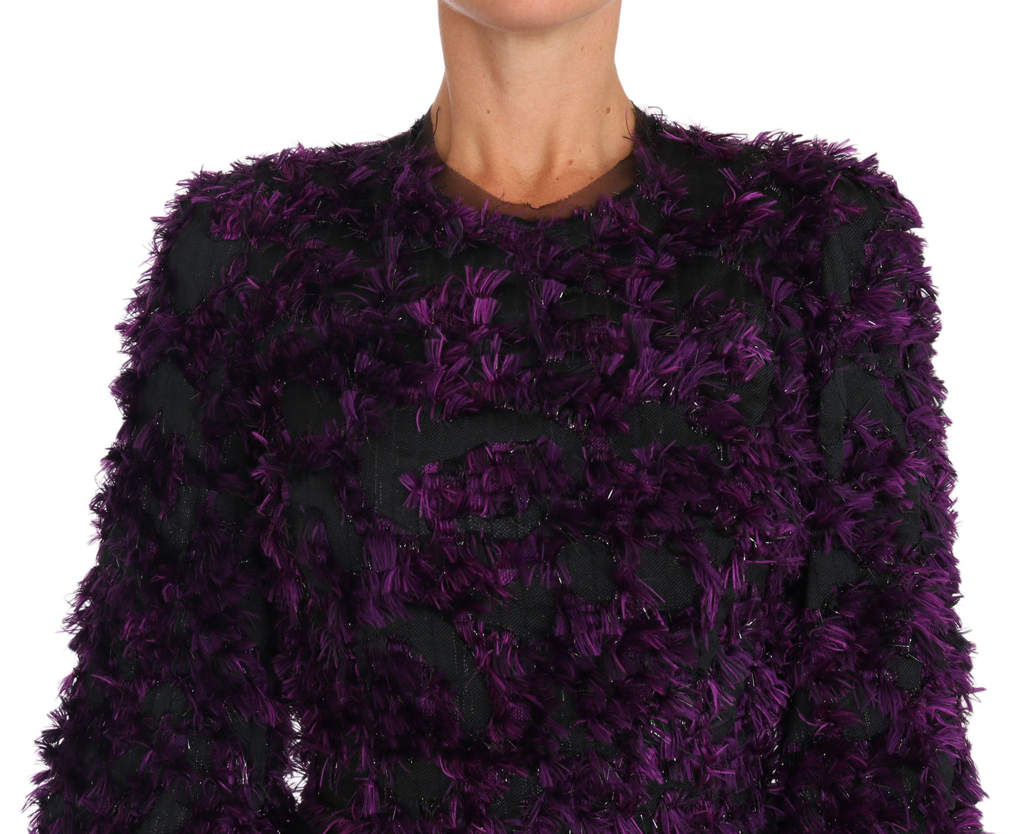 Dolce & Gabbana – Lilafarbenes Midi-Etuikleid mit Fransen